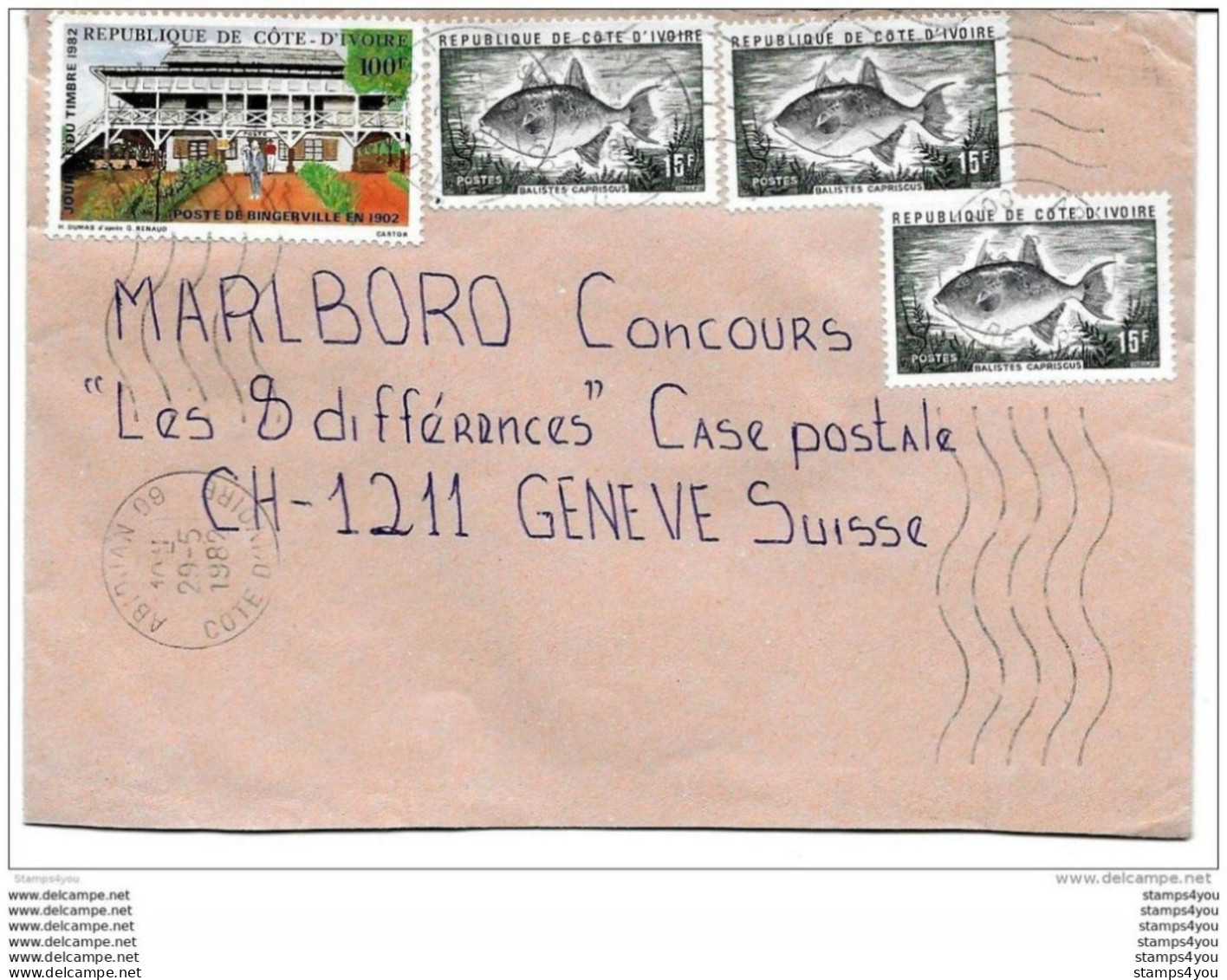136 - 38 - Enveloppe  Envoyée  D'Abidjan En Suisse 1982 - Costa D'Avorio (1960-...)