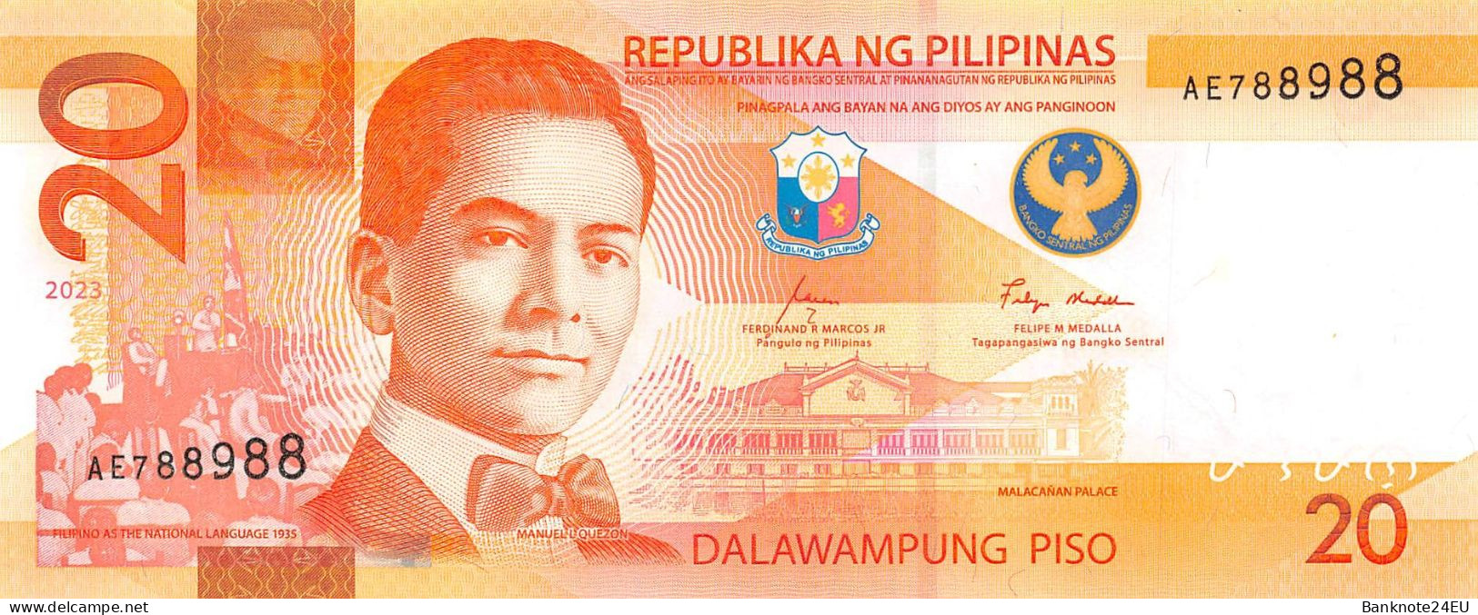 Philippines 20 Piso 2023 Unc Pn 230a.3 - Philippinen