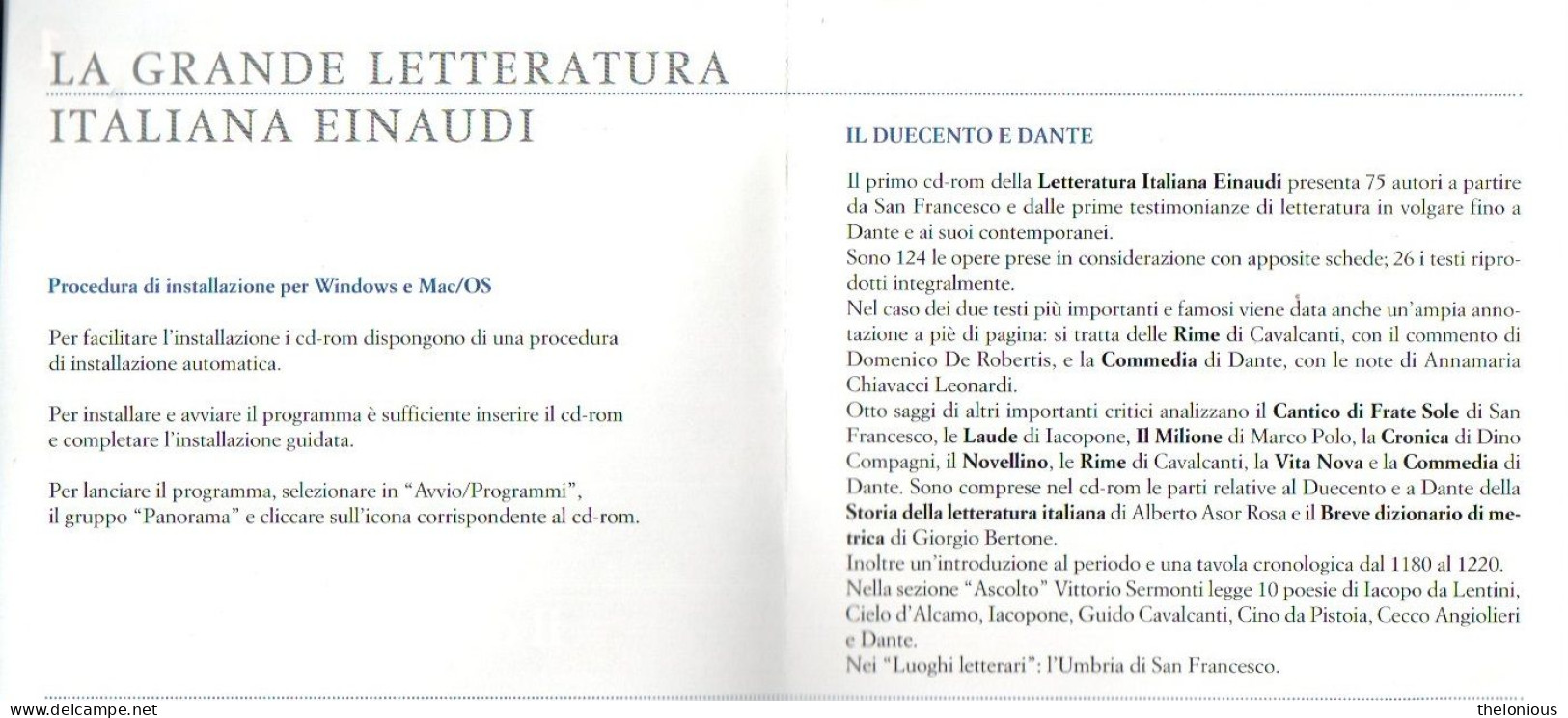 # CD ROM La Grande Letteratura Italiana - Il Duecento E Dante - Andere Formaten
