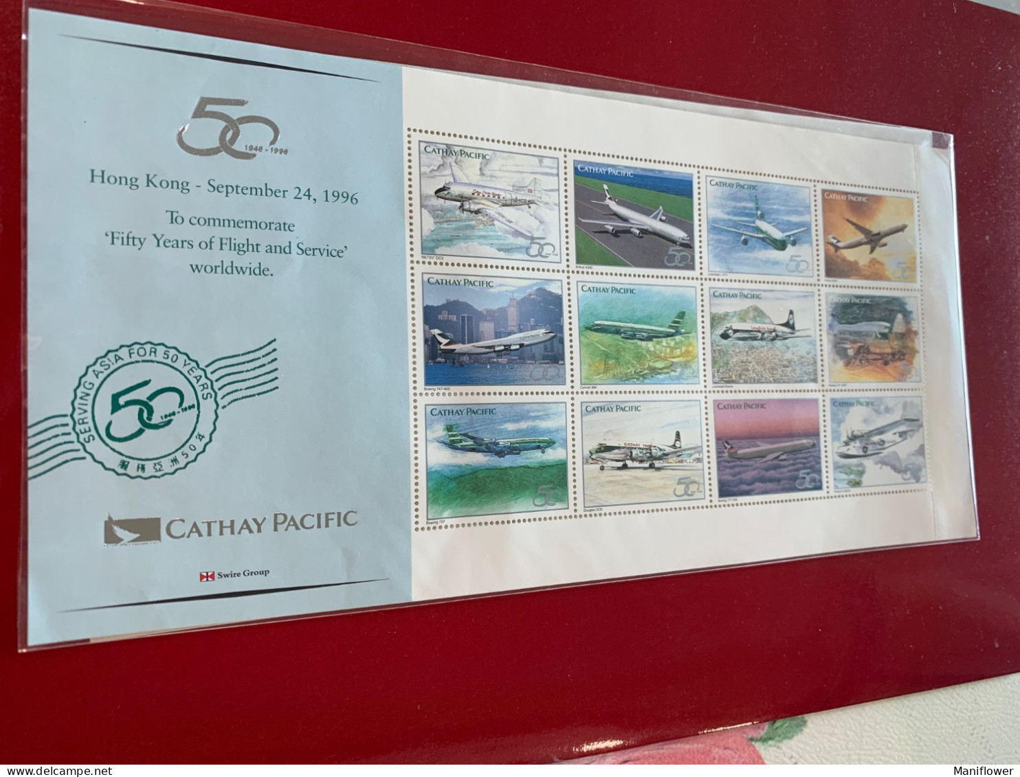 Hong Kong Stamp FDC Cathy Pacific Airlines S/s No Face - Cartas & Documentos
