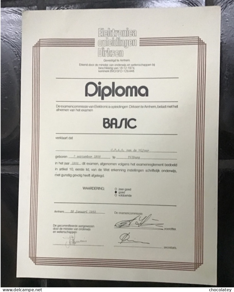 Diploma Elektronica Arnhem - Diplômes & Bulletins Scolaires