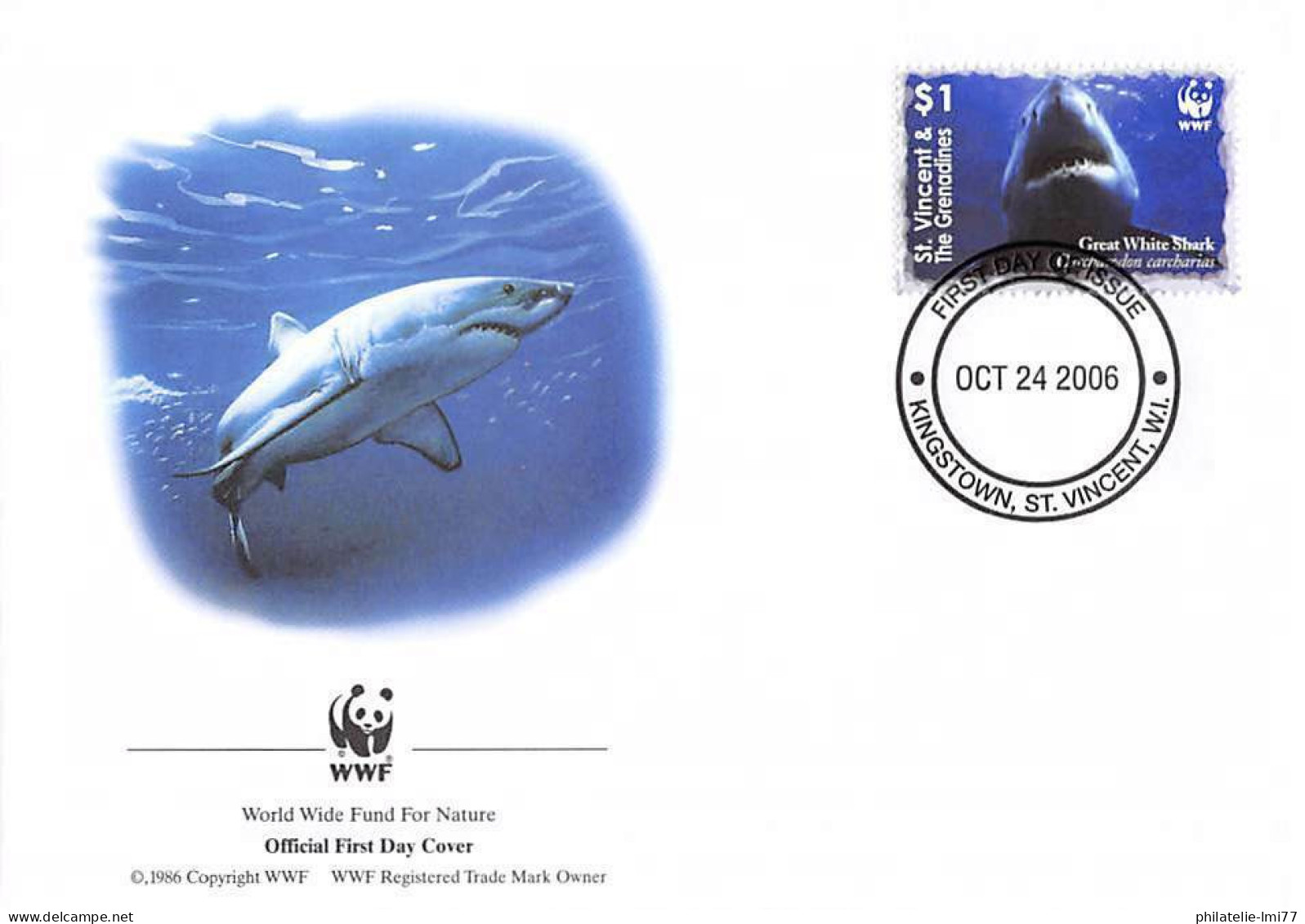 FDC WWF - St Vincent Et Les Grenadines (Mi 6285) - Le Grand Requin Blanc - FDC