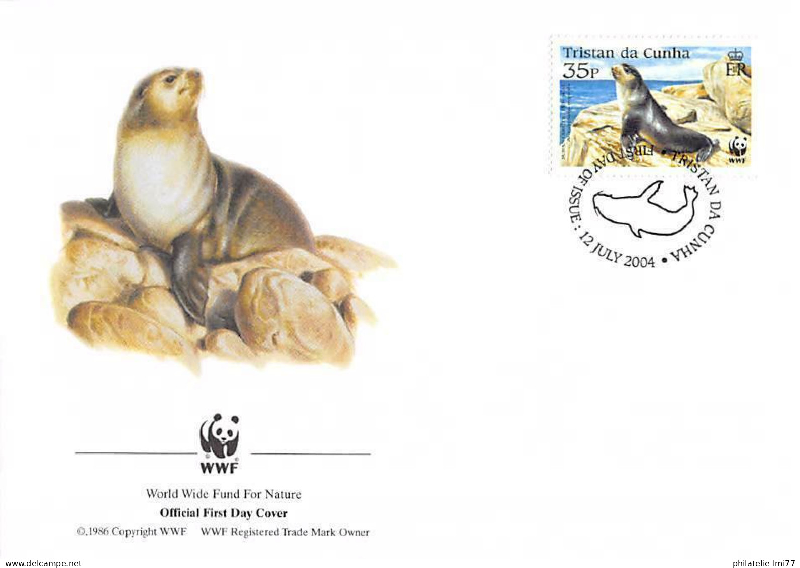 FDC WWF - Tristan Da Cunha (Mi 823) - L'otarie Subantarctique - FDC