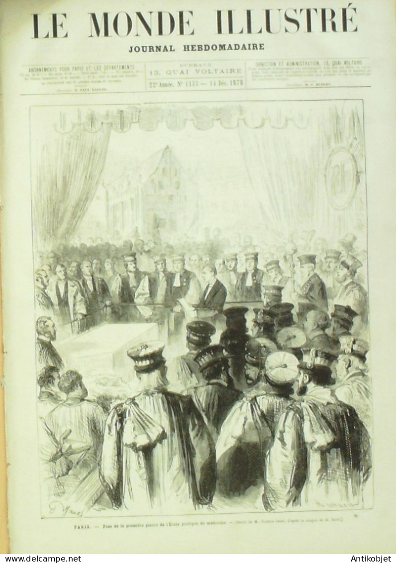 Le Monde Illustré 1878 N°1133 Roumanie Bucarest Chaussée Kisseleff Ecole De Mmédecine Chef Canaque Au Trocadéro - 1850 - 1899