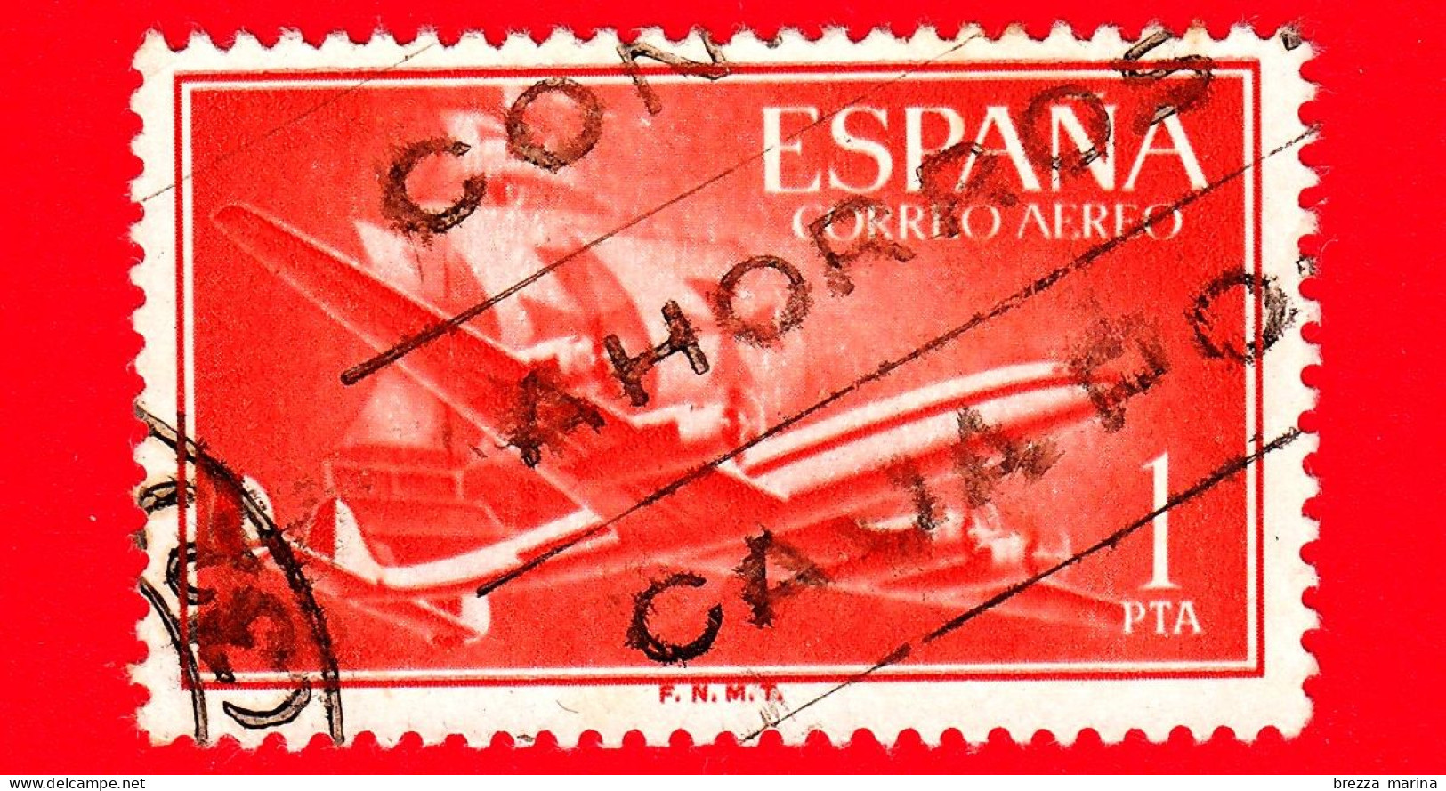 SPAGNA - Usato - 1955 - Aereo Superconstellation E Nave Santa Maria - 1 - Used Stamps