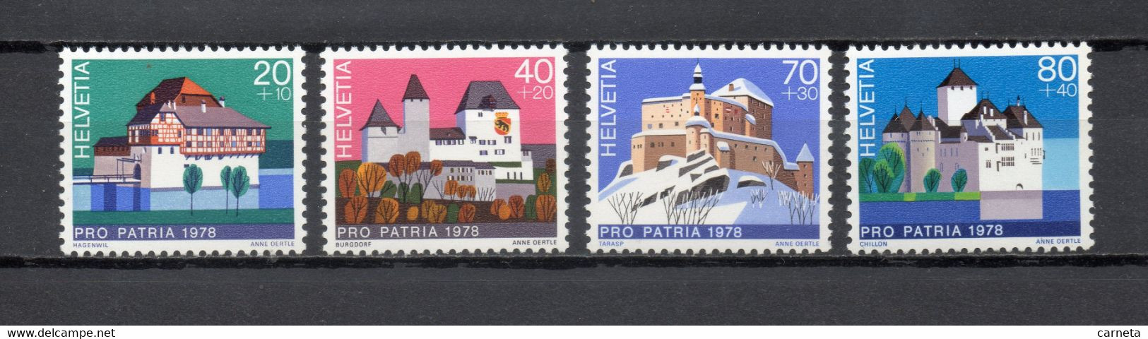 SUISSE   N° 1060 à 1063    NEUFS SANS CHARNIERE  COTE  5.00€    CHATEAUX MONUMENT - Unused Stamps