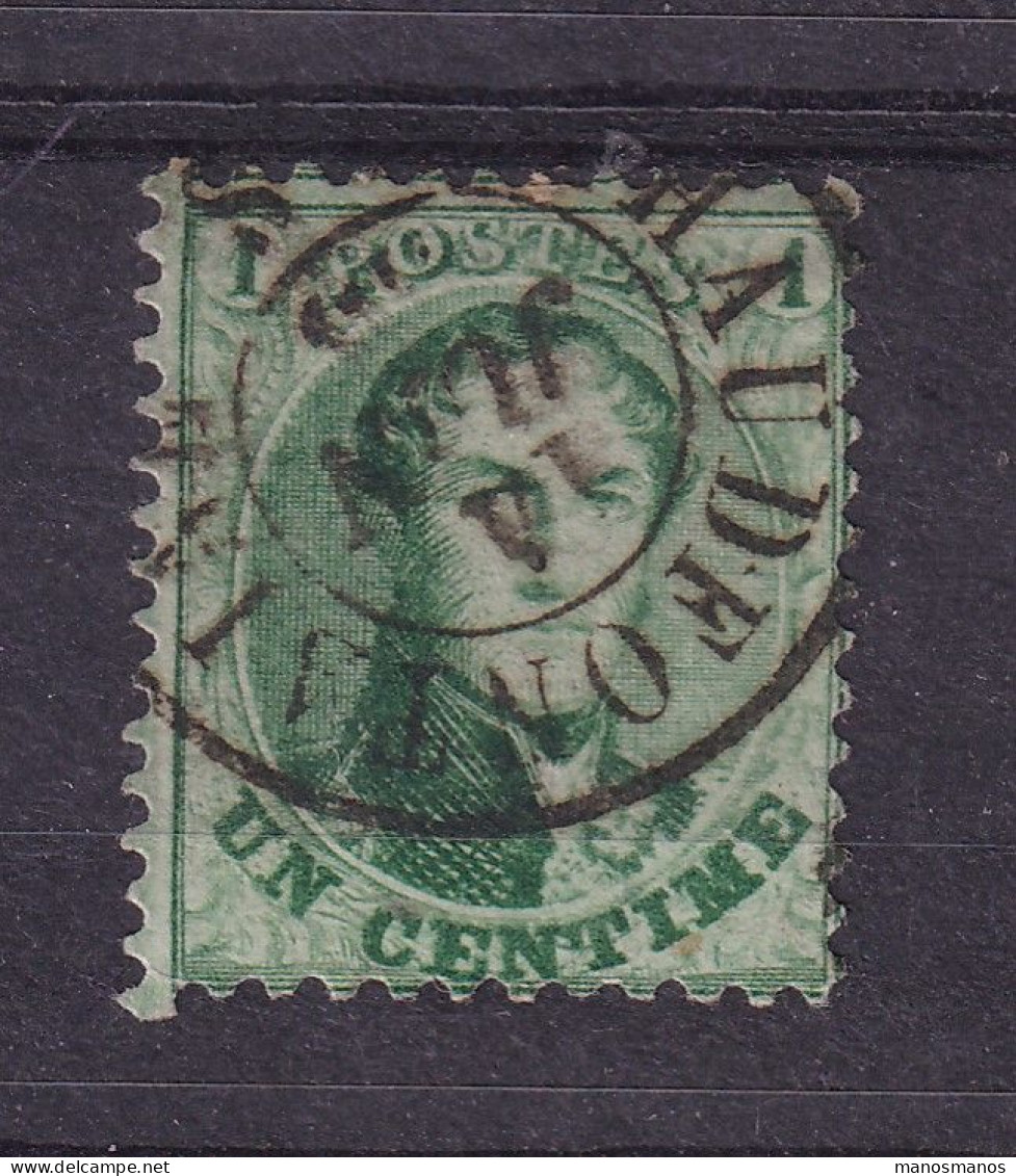 DDFF 790 -- TP Médaillon No 13A - 1 C Dentelé 12 1/2 X 13 1/2  - Double Cercle CHAUDFONTAINE - 1863-1864 Medallions (13/16)