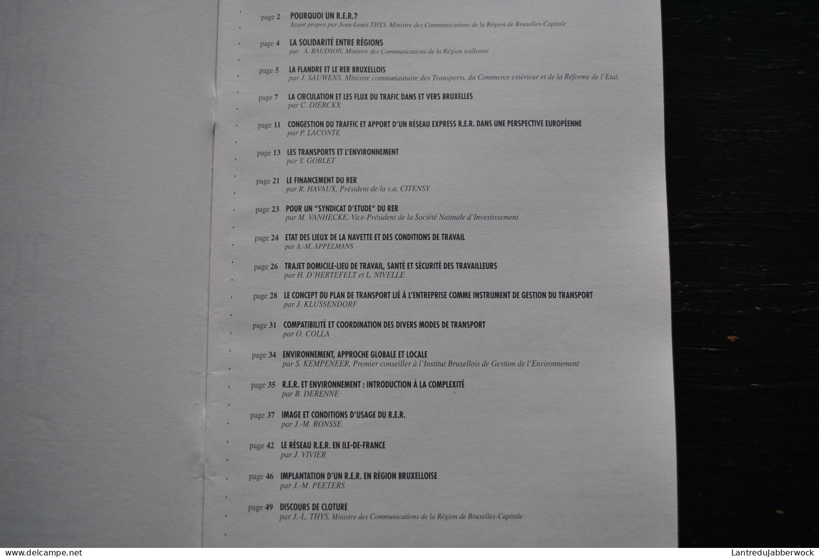 Le RER à Toute Vitesse  R.E.R Actes De La Table Ronde 1992 STIB MIVB SNCB NMBS Bruxelles Chemin De Fer  - Railway & Tramway