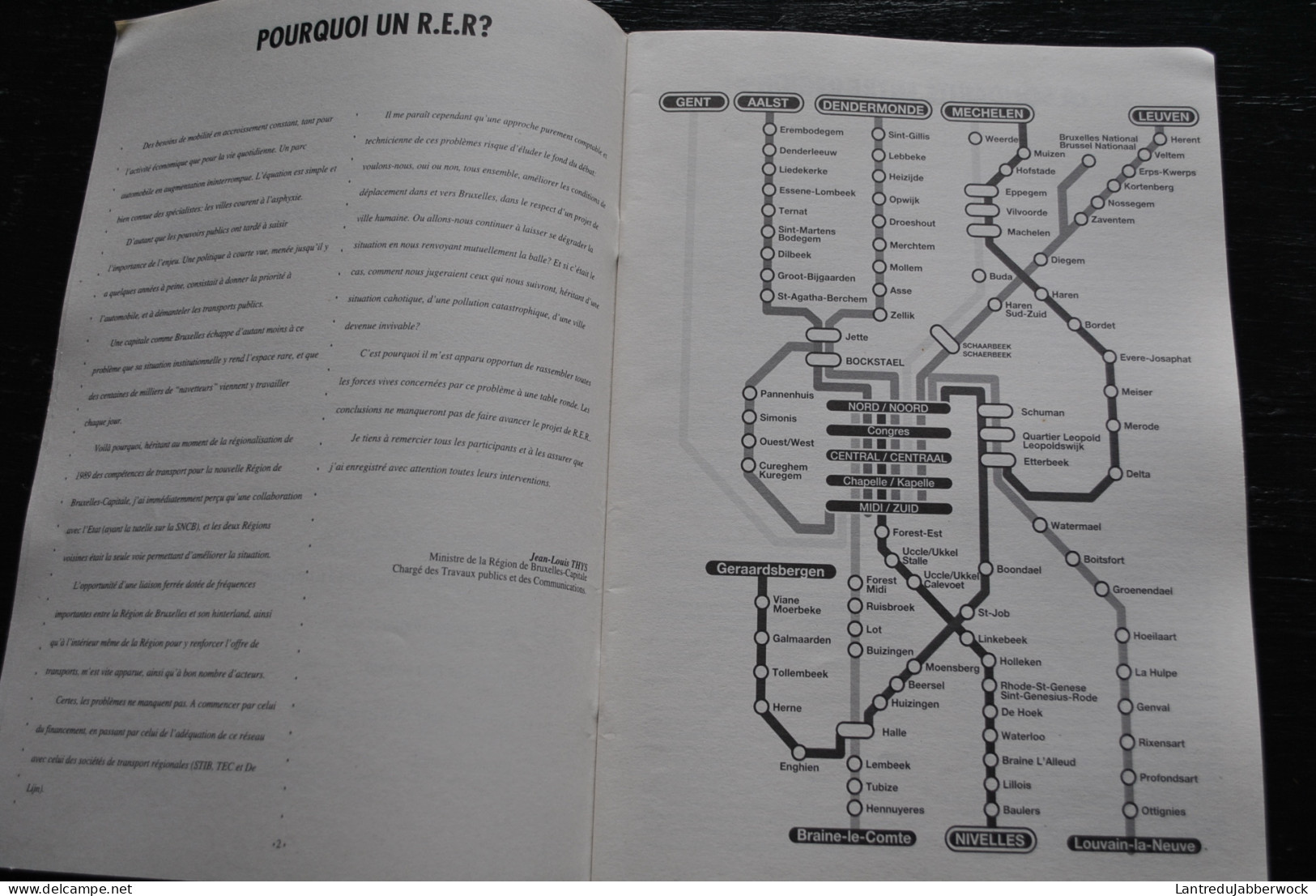 Le RER à Toute Vitesse  R.E.R Actes De La Table Ronde 1992 STIB MIVB SNCB NMBS Bruxelles Chemin De Fer  - Ferrovie & Tranvie