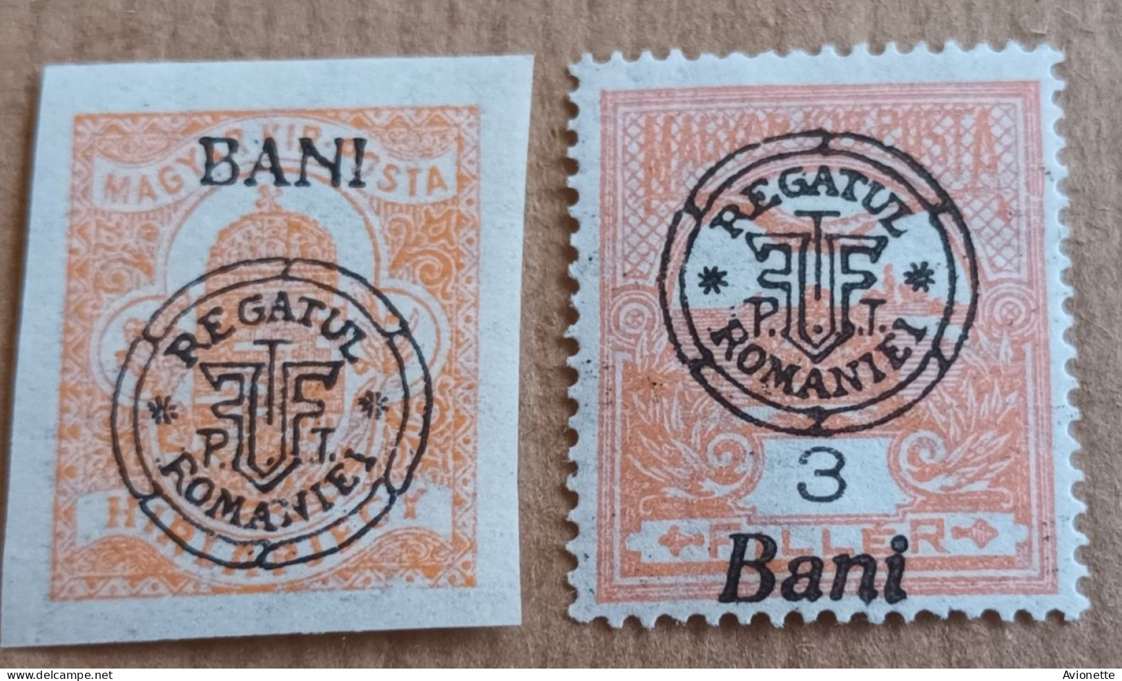 Magyar Kir Posta / Surcharge Regatul Romaniei Bani (2 Timbres Neufs) - Unused Stamps