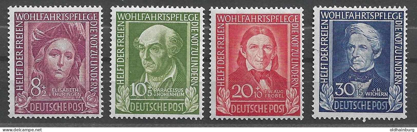 Bund 1949: Mi. 117- 120 ** Wohlfahrtsserie "Helfer Der Menschheit" (110.-) - Neufs