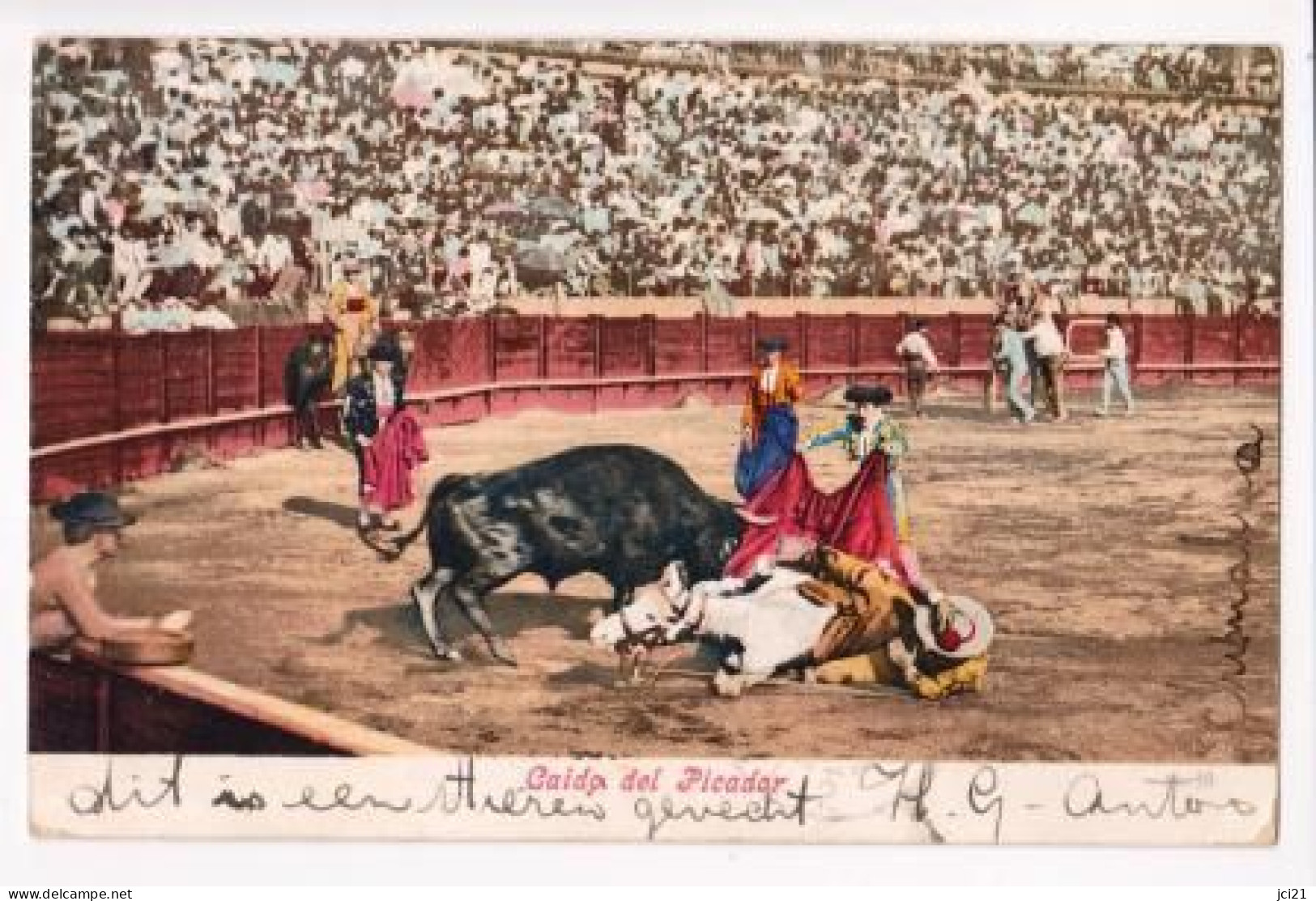 CPA " Corrida - Caida Del Picador " Oblitérée En 1905 à CHIHUAHUA (2729)_CP646 - Mexique