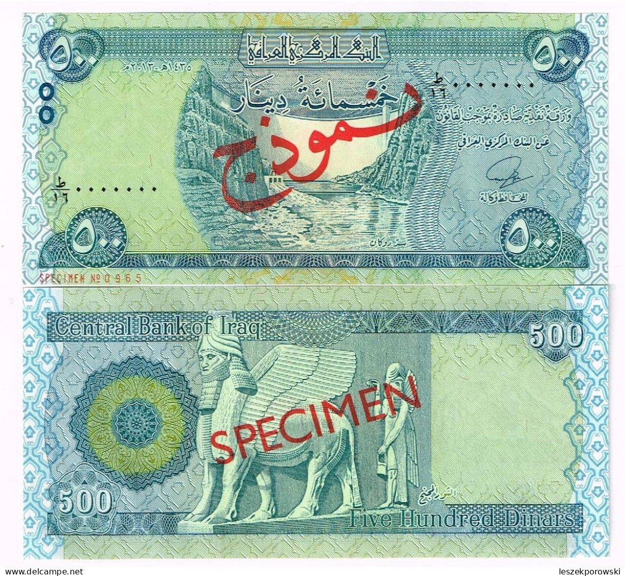 Iraq 500 Dinars SPECIMEN P-98 2013 UNC Rare - Irak