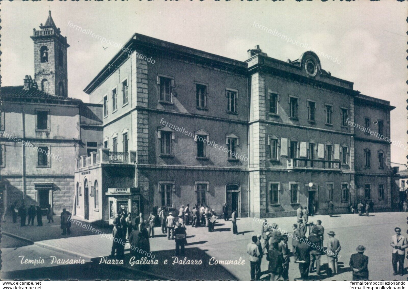 T332 Cartolina Tempo Pausania Piazza Gallura E Palazzo Comunale Sassari - Sassari