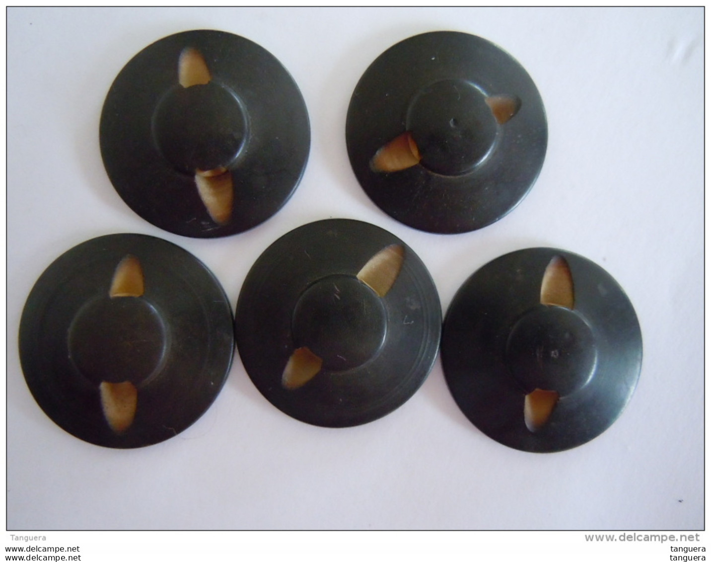 5 Knopen 5 Boutons Diam 2,5 Cm Bakeliet Bakelite Zwart Noir - Boutons