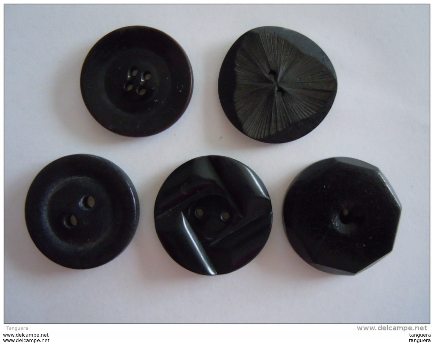 5 Knopen 5 Boutons Diam  3 &amp; 3,5 Cm Bakeliet Bakelite Zwart Noir - Boutons