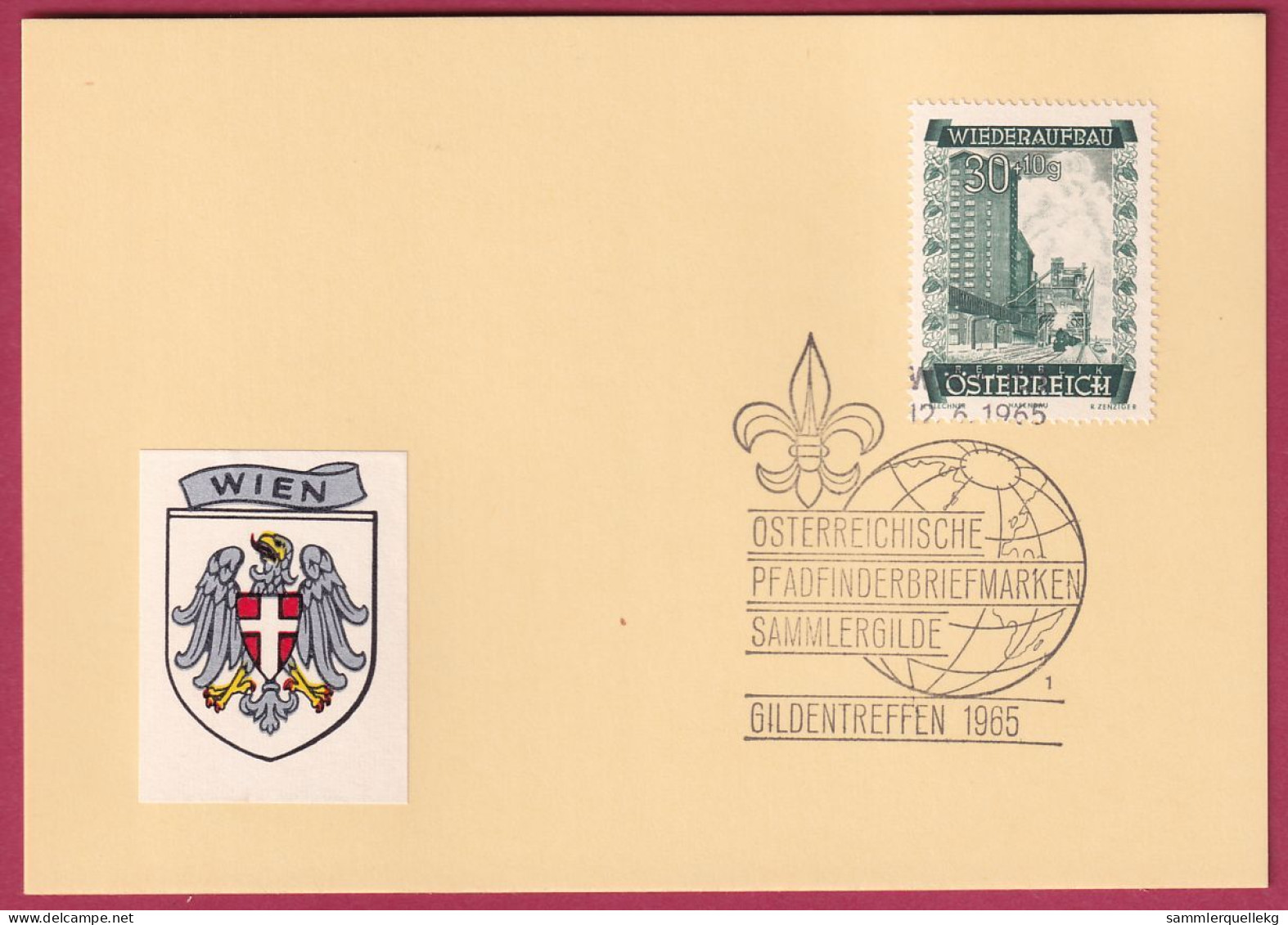 Österreich MNr. 860 Sonderstempel 12. 6. 1965 Österreich Pfadfinderbriefmarken Sammlergilde 1965 - Briefe U. Dokumente