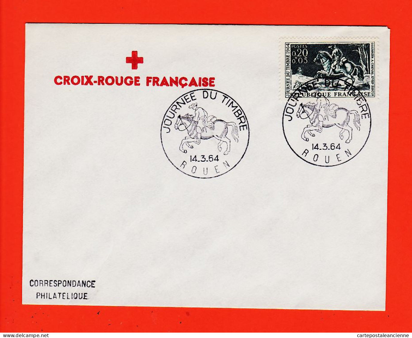 39364 / ⭐ CROIX ROUGE FRANCAISE Journée Du Timbre ROUEN 14 Mars 1964 - Stamp's Day