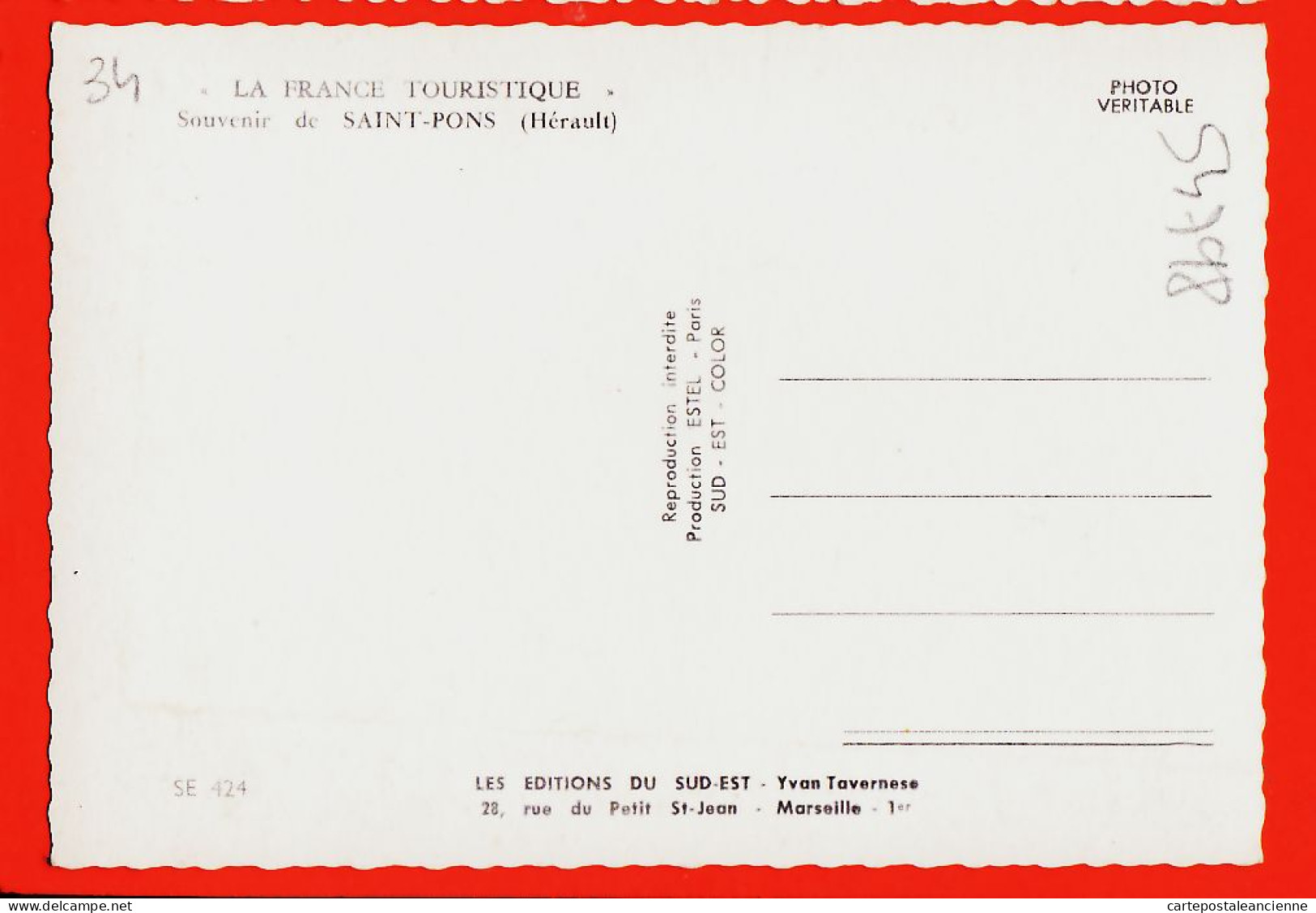 39380 / ⭐ SAINT-PONS-Thomières 34-Herault St Peugeot 403 Souvenir Multivues 1950s Sud-Est Yvan TAVERNESE APA-POUX SE 424 - Saint-Pons-de-Thomières