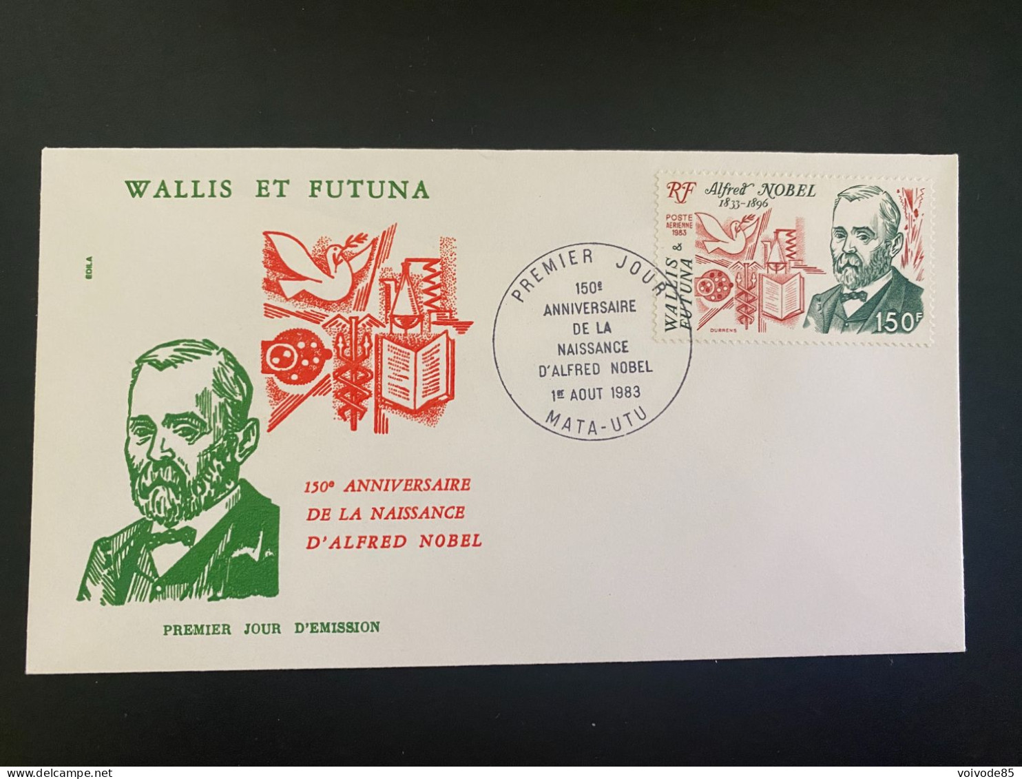 Enveloppe 1er Jour "150e Anniversaire De Lla Naissance D'Alfred Nobel" 01/08/1983 - PA124 - Wallis Et Futuna - FDC