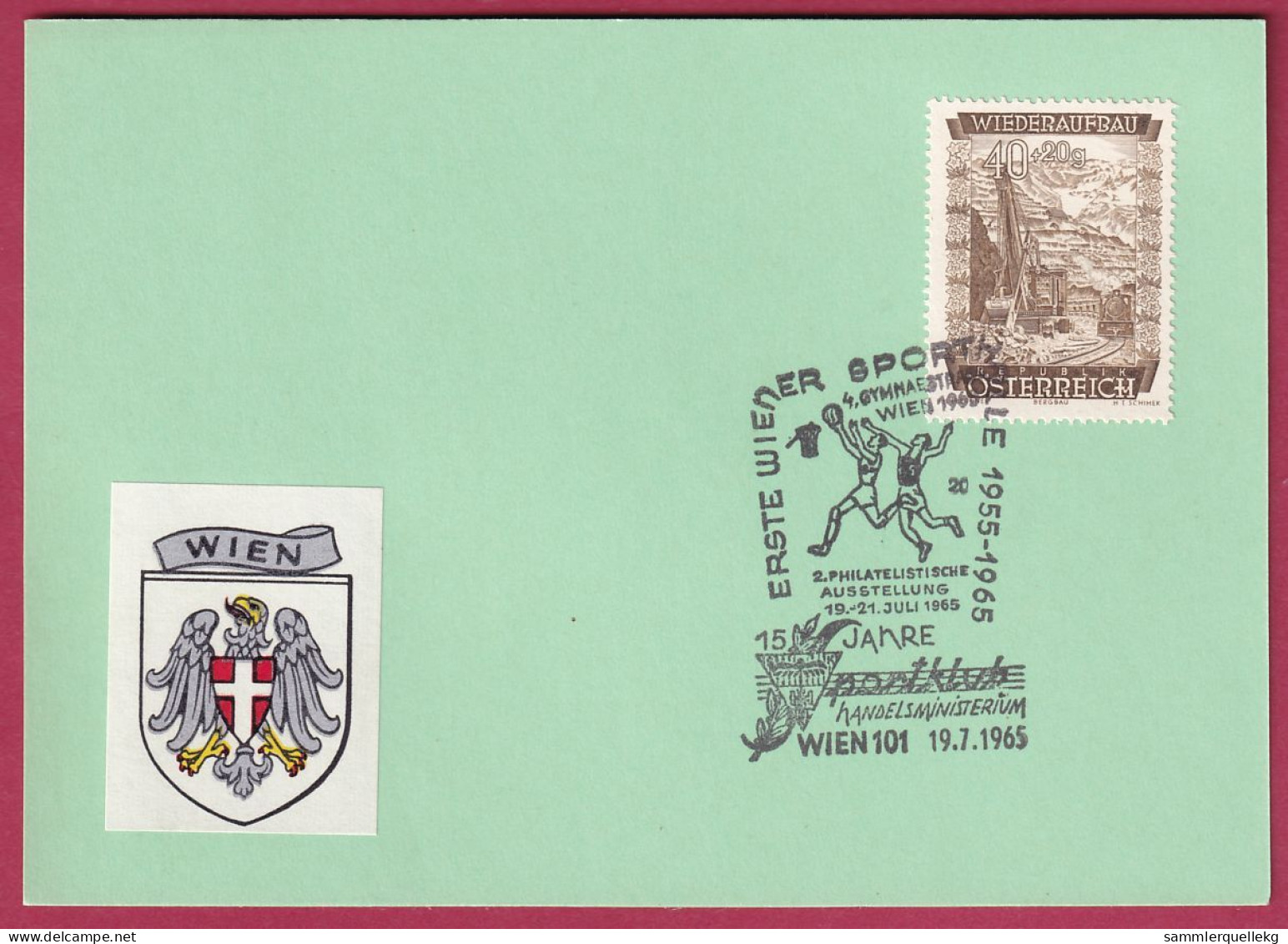 Österreich MNr. 861 Sonderstempel 19. 7. 1966 15 Jahre Sportklub Handelministerium - Lettres & Documents