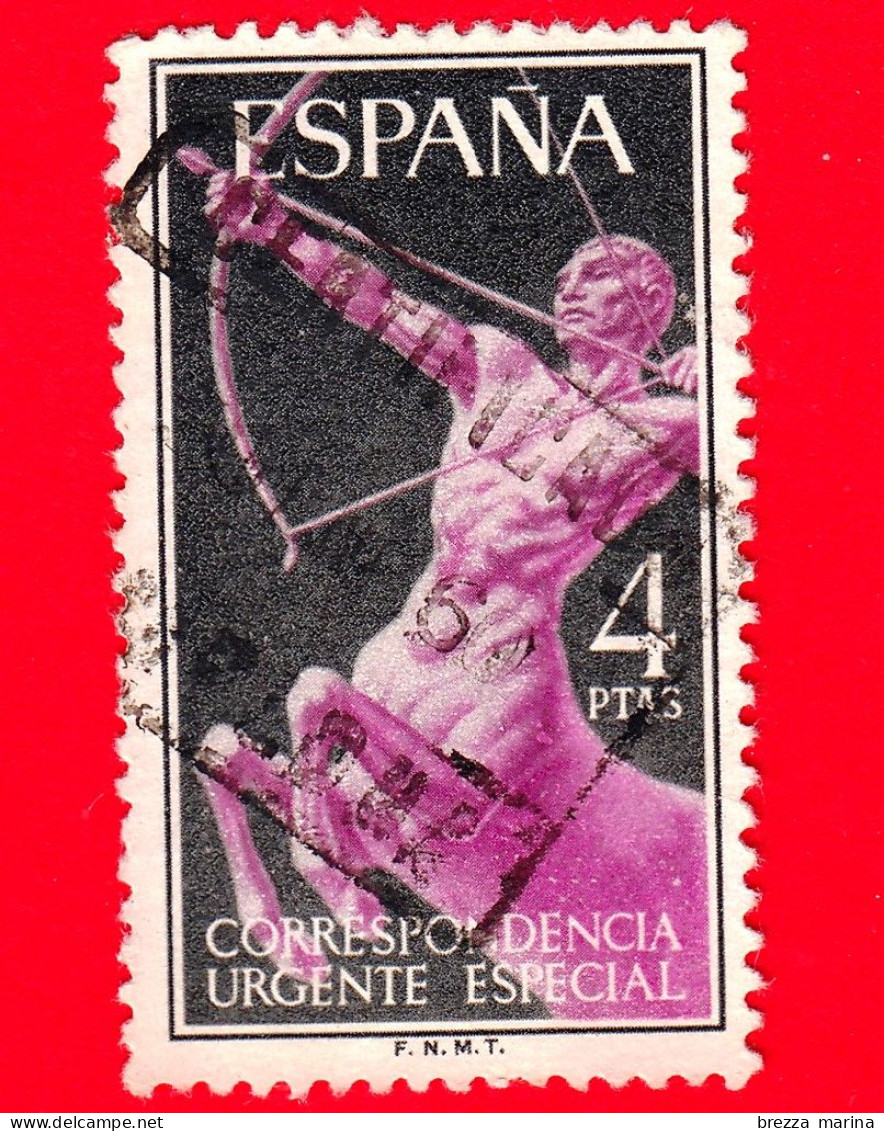 SPAGNA - Usato - 1956 - Centauro Postale - Urgente - Espresso - 4 - Exprès