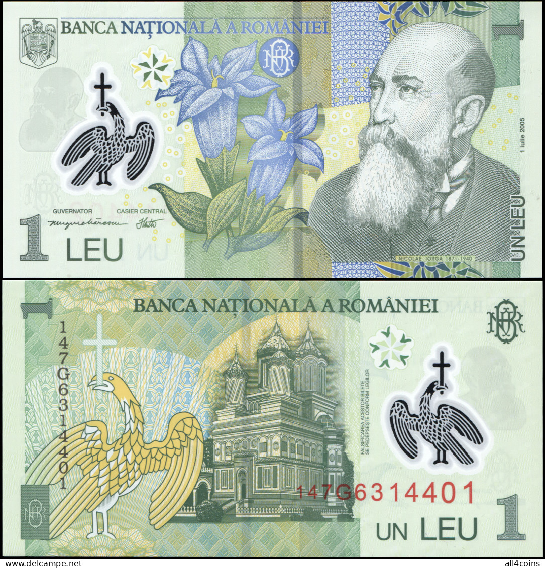 Romania 1 Leu. 2014 Polymer Unc. Banknote Cat# P.117i - Roemenië