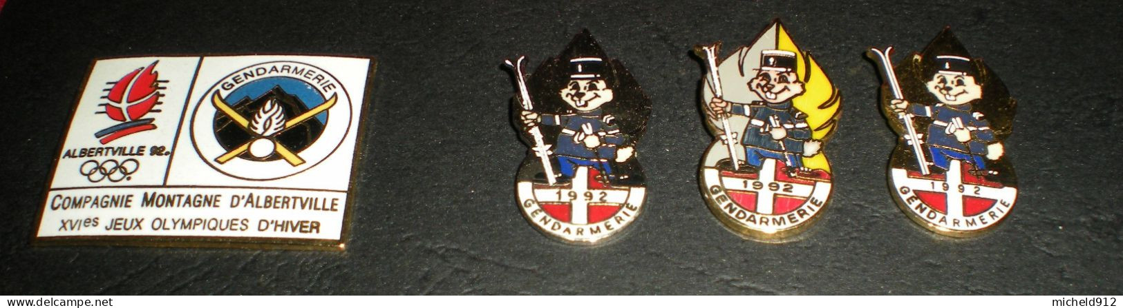 LOT 4 PIN'S DISPOSITIF GENDARMERIE AUX JEUX OLYMPIQUES D'HIVER D'ALBERVILLE 1992 - Autres & Non Classés