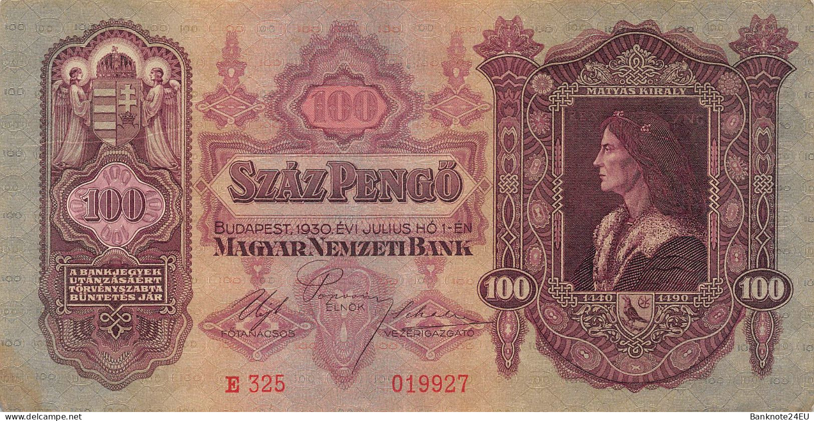 Hungary 100 Pengo 1930 Vf Pn 98a - Hongarije