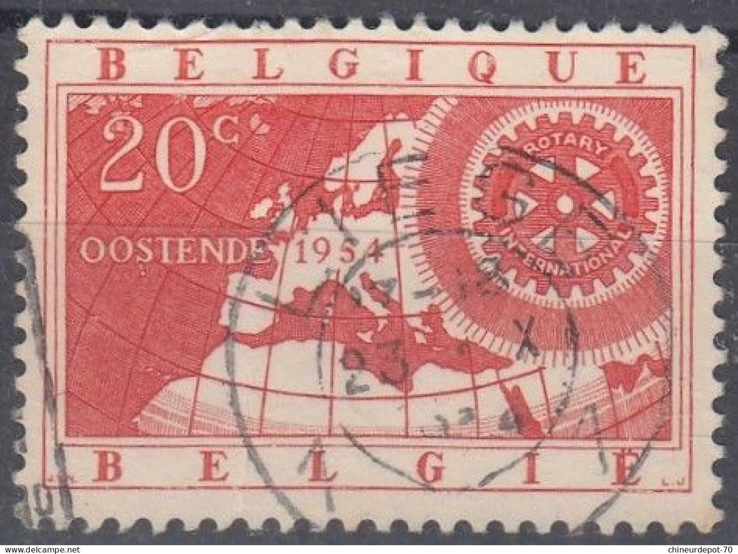 ROTARY INTERNATIONAL OOSTENDE 1954 CACHET LIEGE - Gebruikt