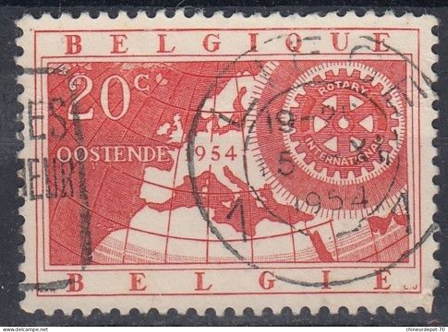 ROTARY INTERNATIONAL OOSTENDE 1954 CACHET LIEGE - Gebruikt