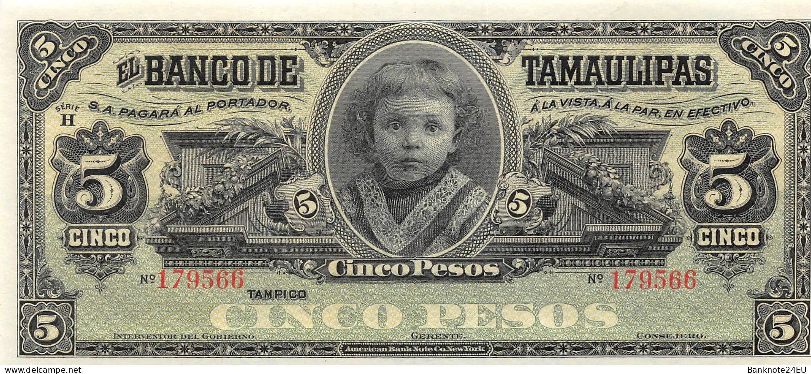 Mexico 5 Pesos 1914 (ND) Remainder Note Unc Pn S429r - Mexiko