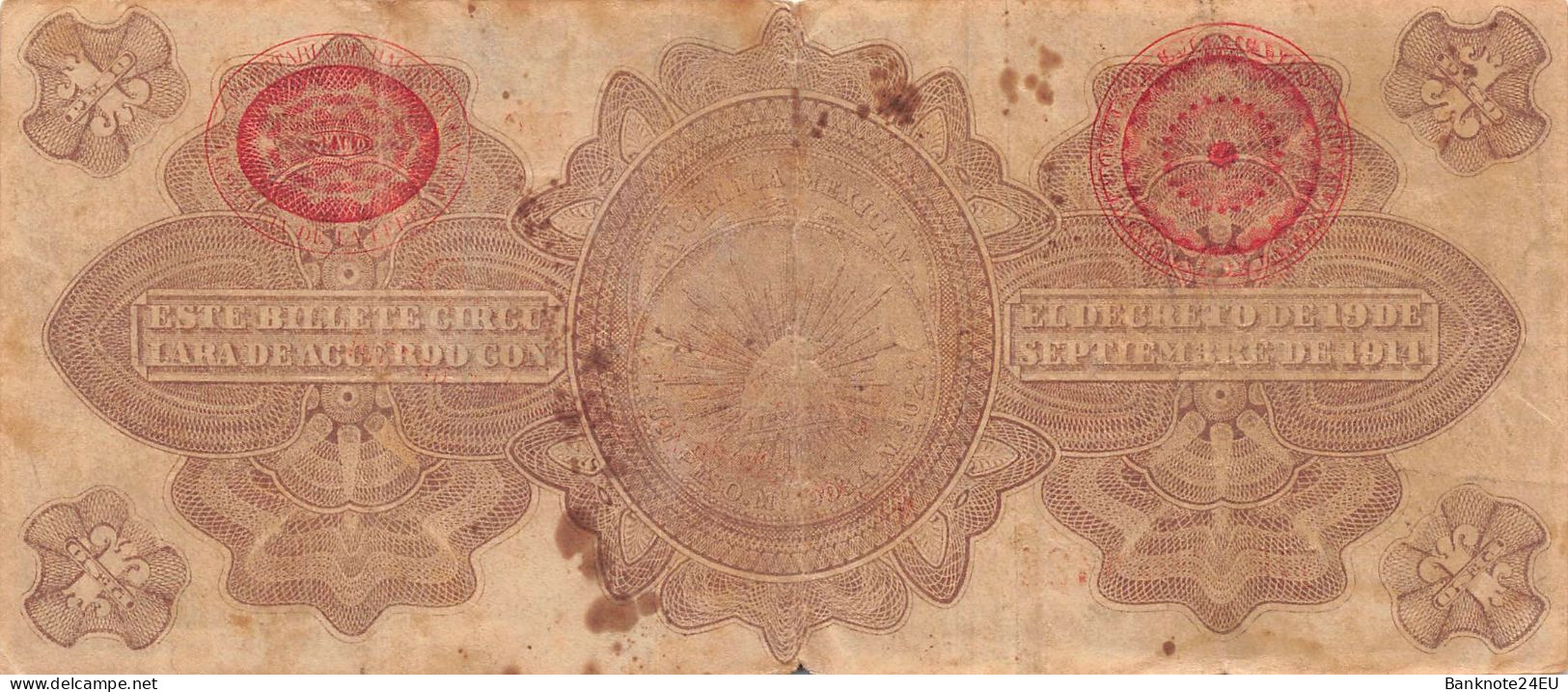 Mexico 1 Peso 1914 Vf  Pn S701b - Mexico