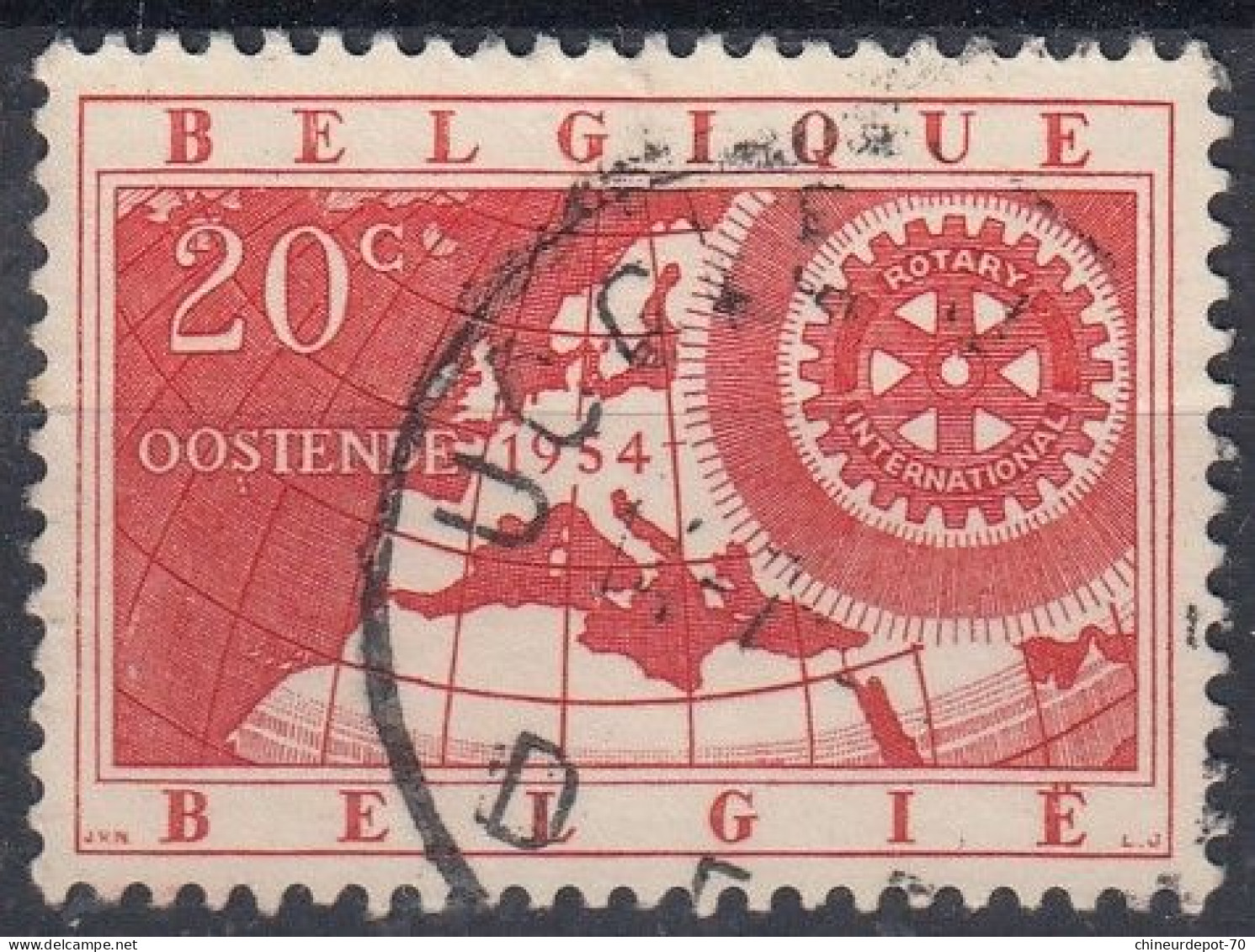 ROTARY INTERNATIONAL OOSTENDE 1954 CACHET UCCLE - Oblitérés