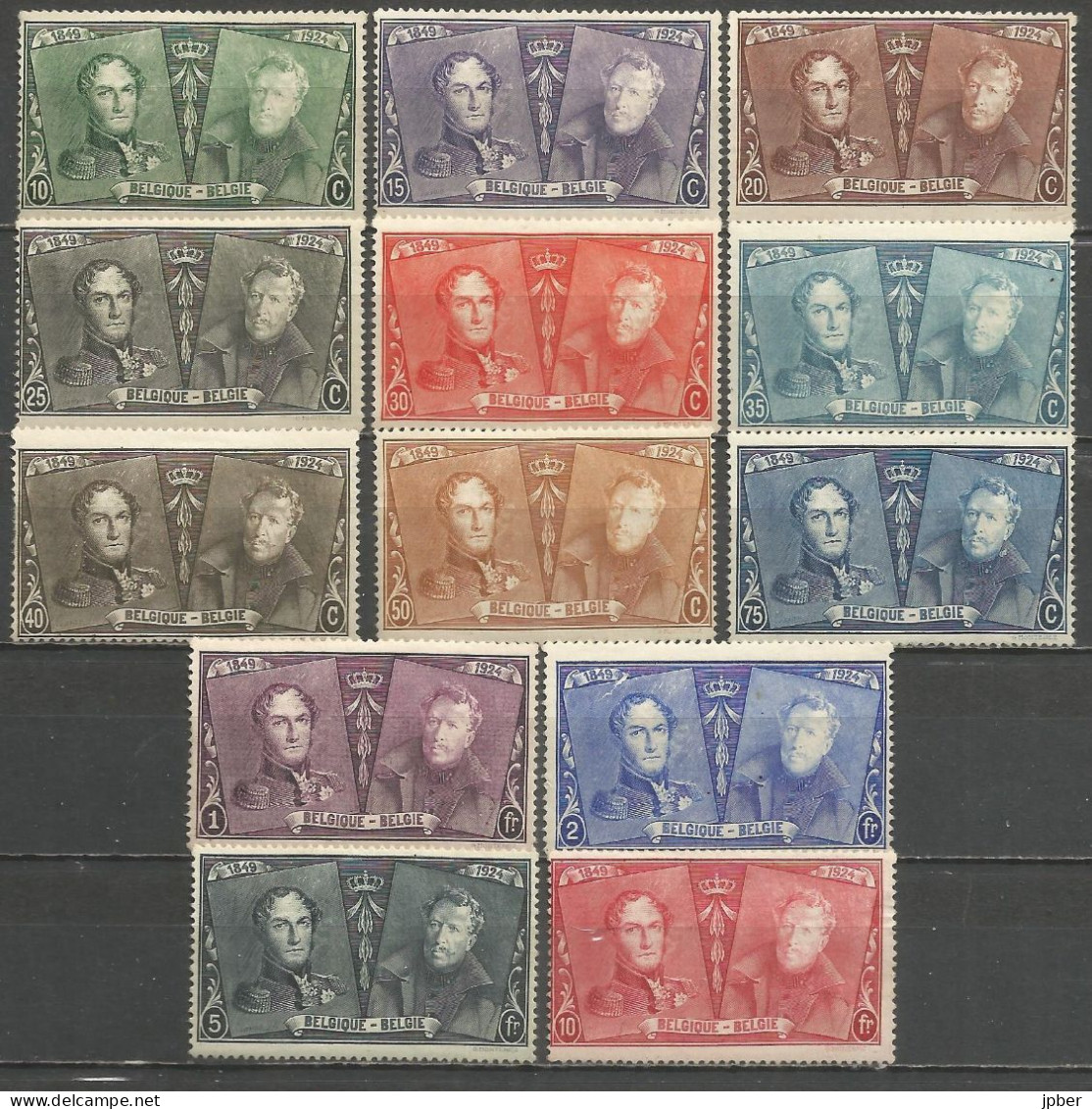 Belgique - 75e Anniversaire Premier Timbre Belge - Léopold Ier Et Albert Ier - N°221à233 (*) - Unused Stamps