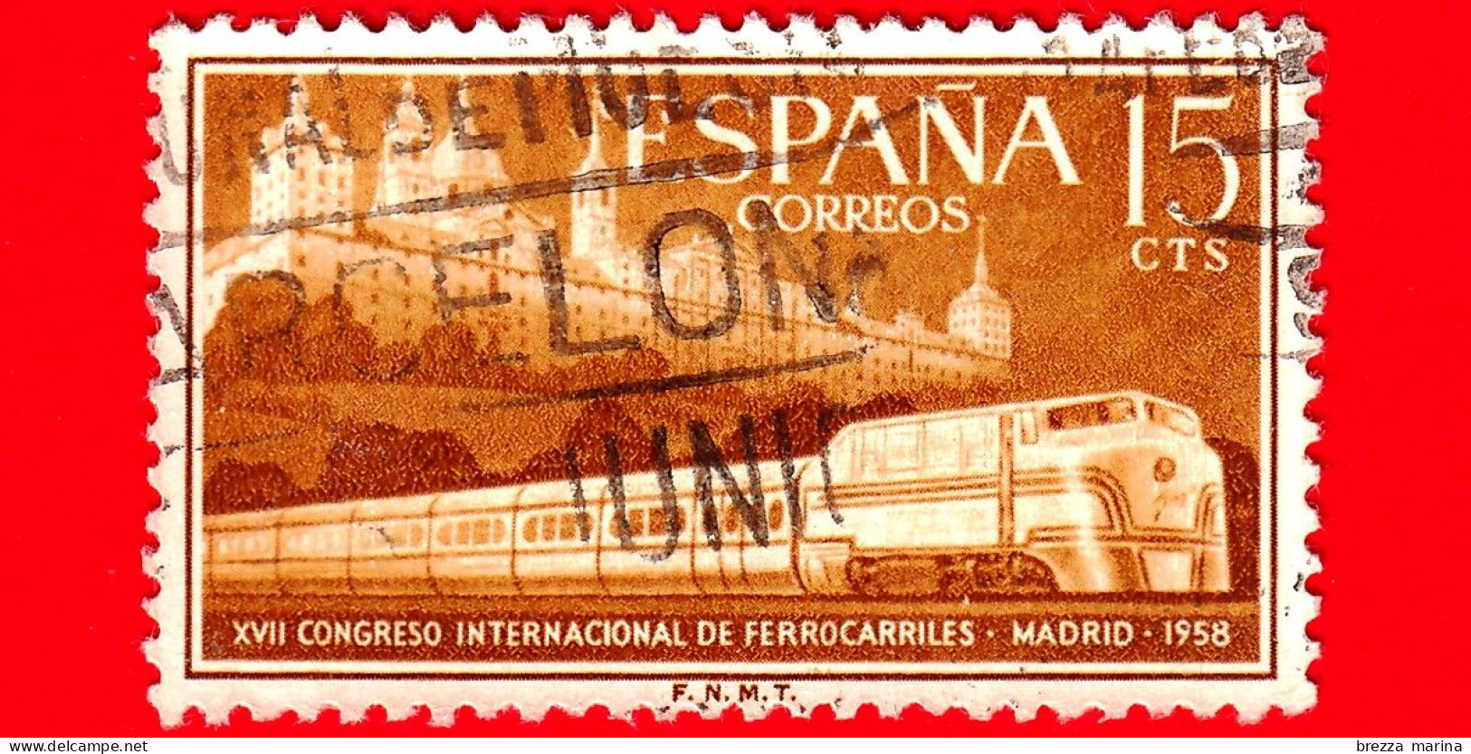 SPAGNA - Usato - 1958 - Congresso Ferroviario Internazionale, Madrid - Locomotiva 242-F E Castello La Mota - 15 - Usati