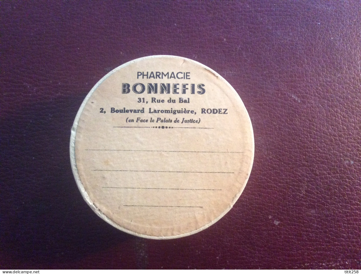 Joli Petit Lot Anciennes Boites Empilable PHARMACIE BONNEFIS ( Face Palais De Justice ) RODEZ 12 AVEYRON