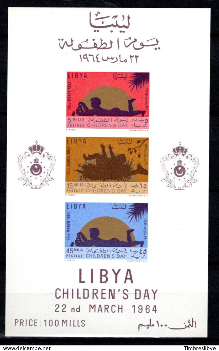 LIBYA 22.3.1964; Journée Des Enfants; Michel-N° 145 B - 147 B115 B - 117 B - Bloc 5 B; MNH, Neuf ** - Libye