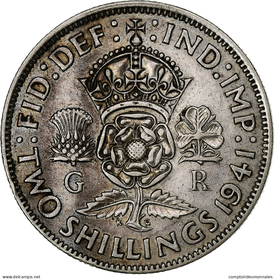 Grande-Bretagne, George VI, Two Shillings, 1941, British Royal Mint, Argent - J. 1 Florin / 2 Schillings