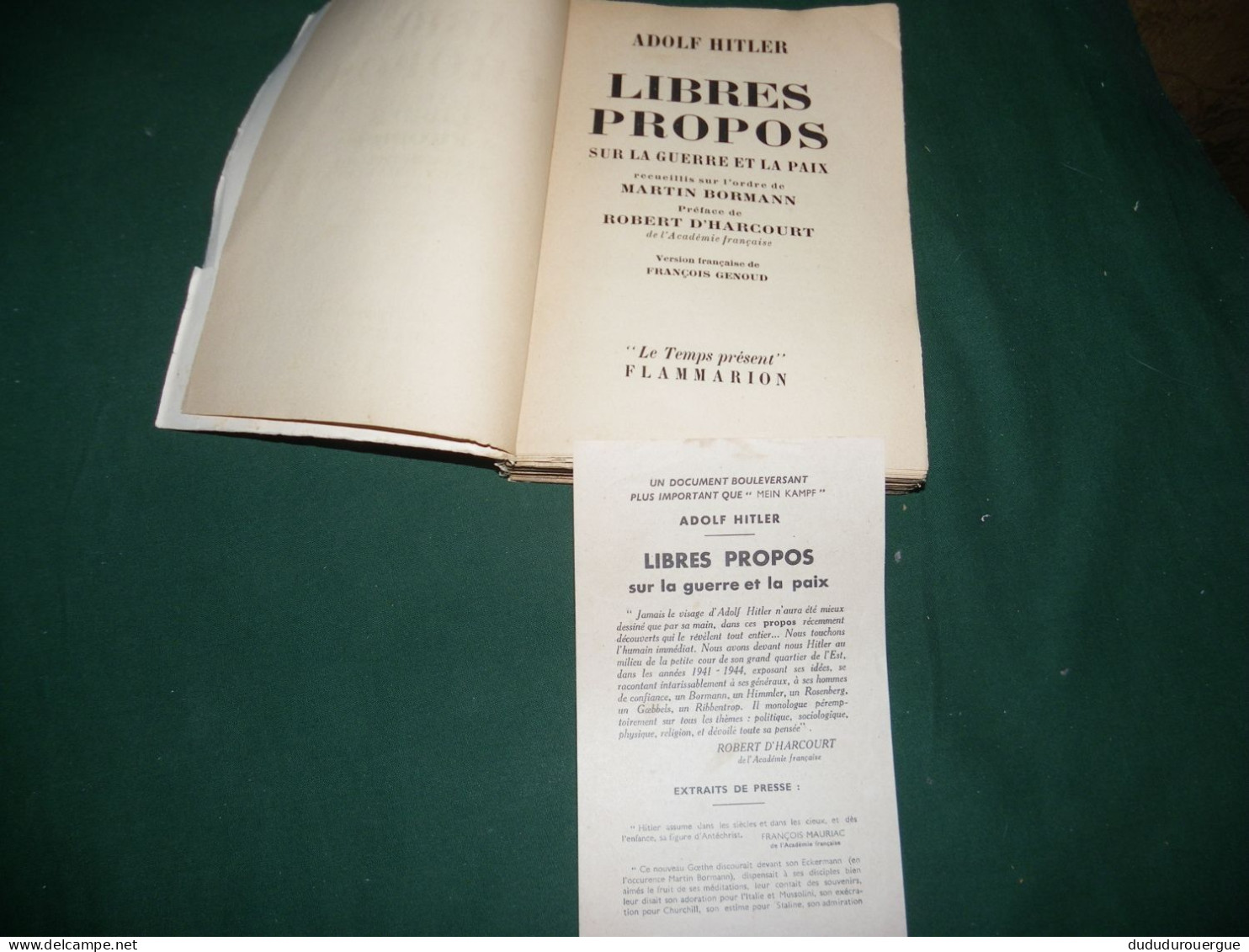 ADOLF HITLER : LIBRES PROPOS SUR LA GUERRE ET LA PAIX - French