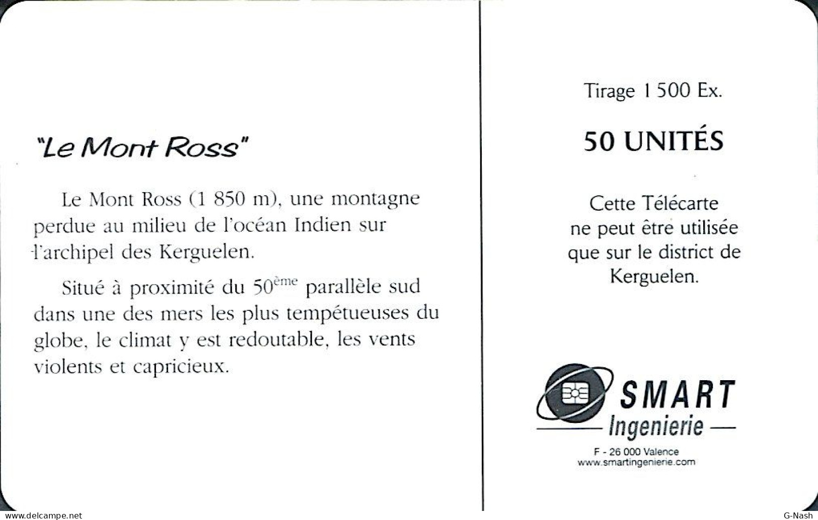 TAAF N° 30 - Télécarte 50u - Le Mont Ross - TAAF - Territori Francesi Meridionali