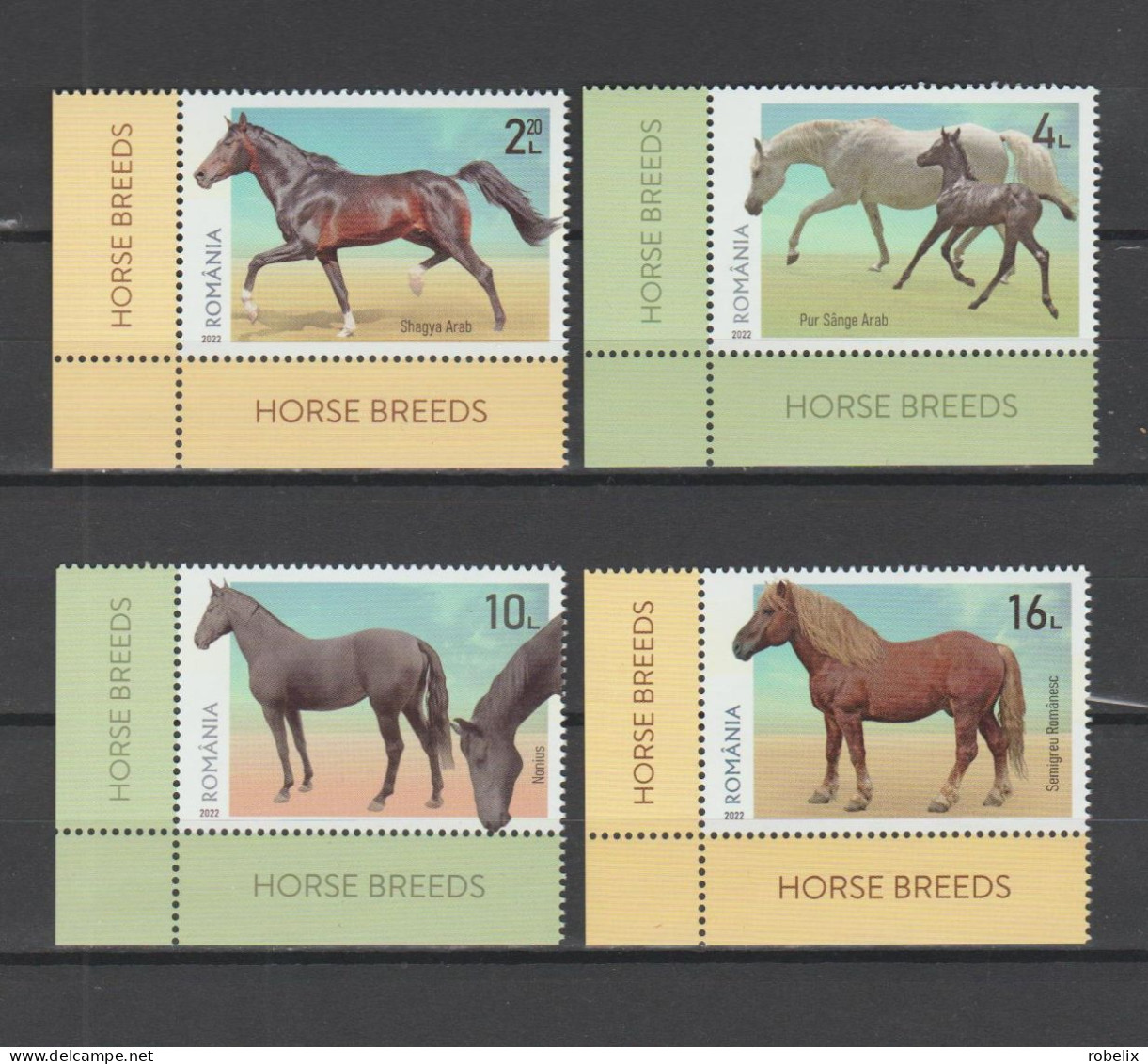 ROMANIA 2022  HORSES - FAUNA - MAMMALS - Set Of 4 Stamps  MNH** - Chevaux