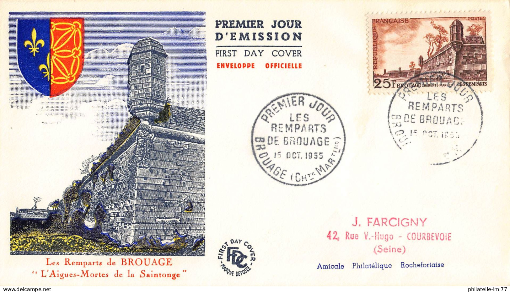 FDC - Les Remparts De Brouage - Oblit 15/10/55 - 1950-1959