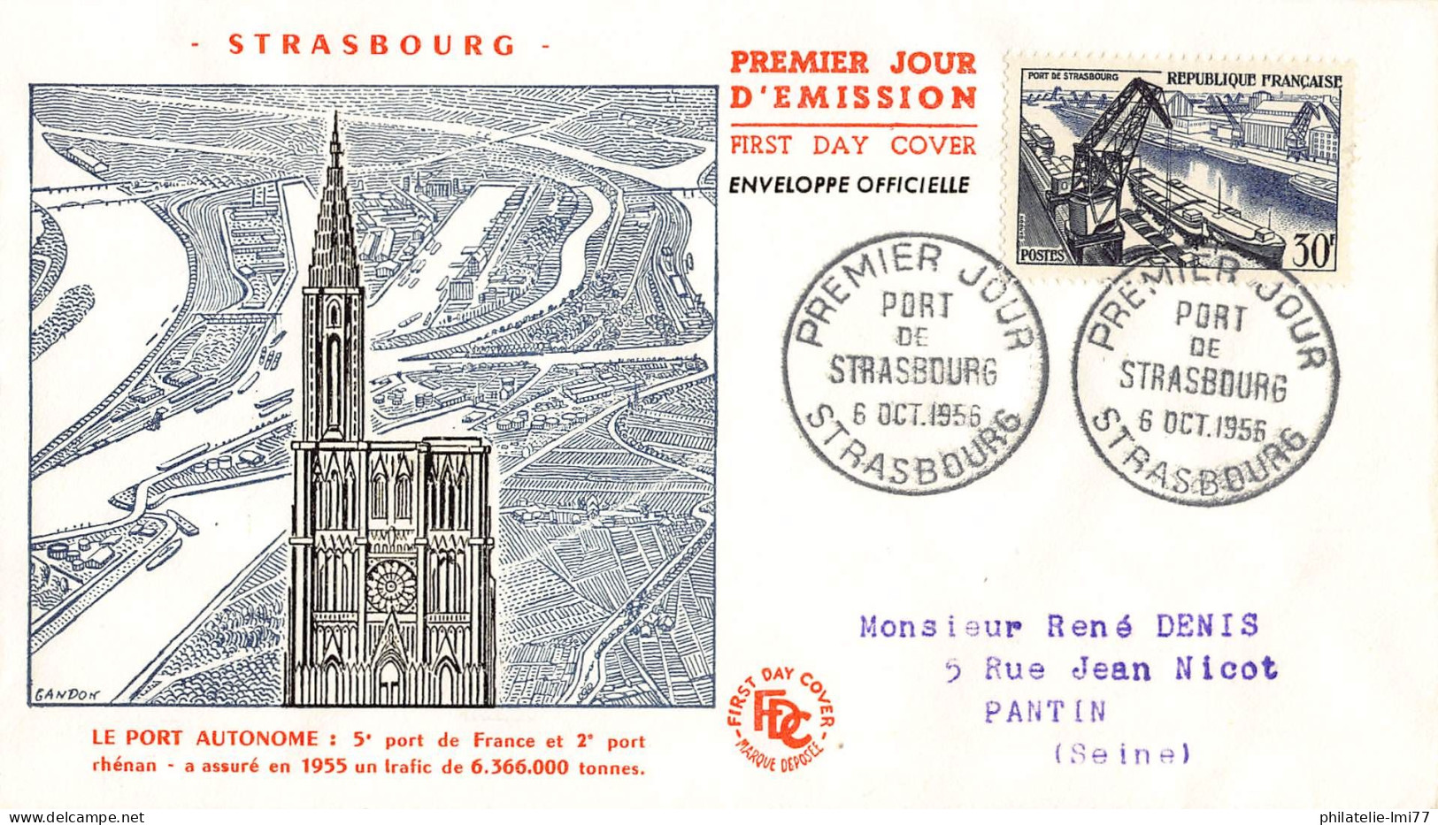FDC - Port Autonome De Strasbourg - 6/10/1956 - 1950-1959