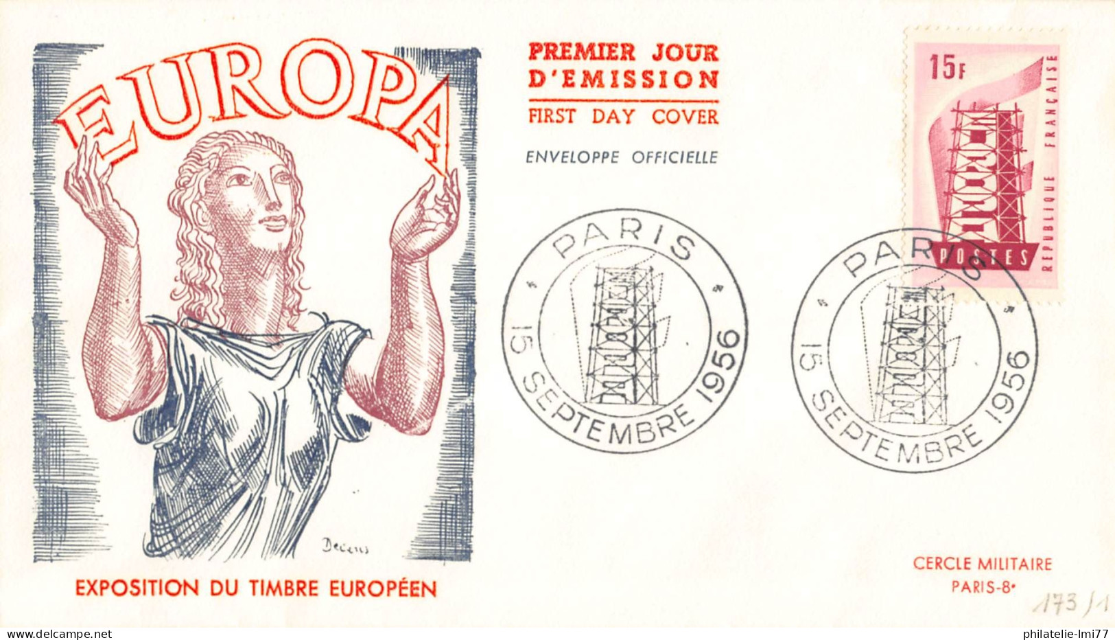 FDC - Première émission Europa (1076) - Paris 15/9/1956 - 1950-1959