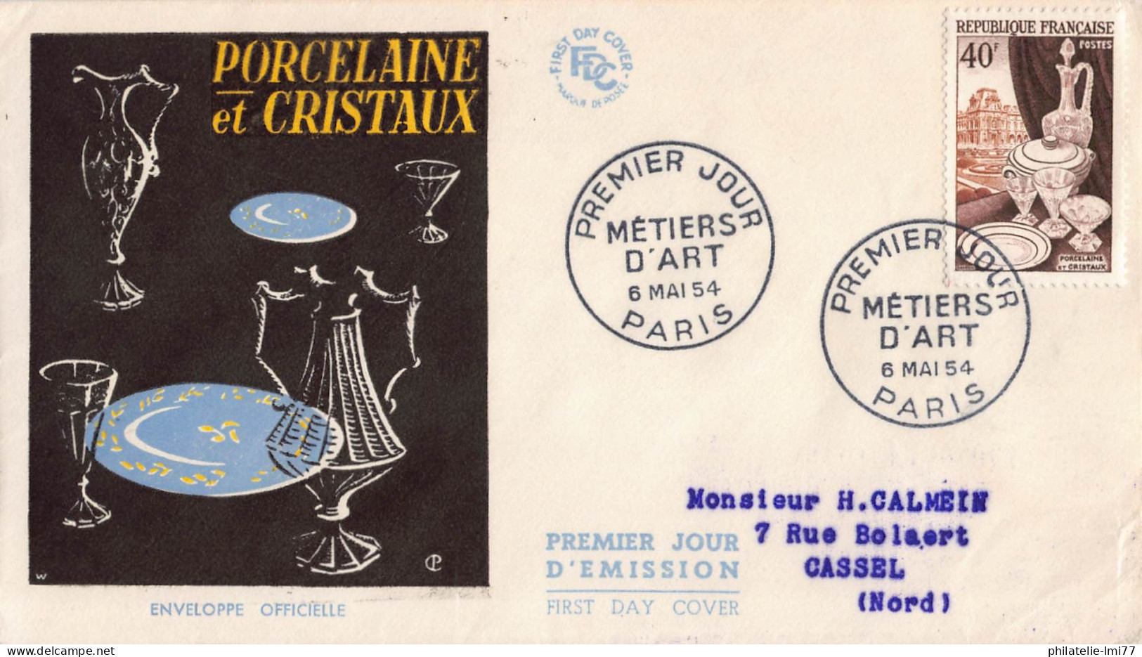FDC - Métiers D'art, Porcelaine Et Cristaux - Oblit 6/5/54 Paris - 1950-1959