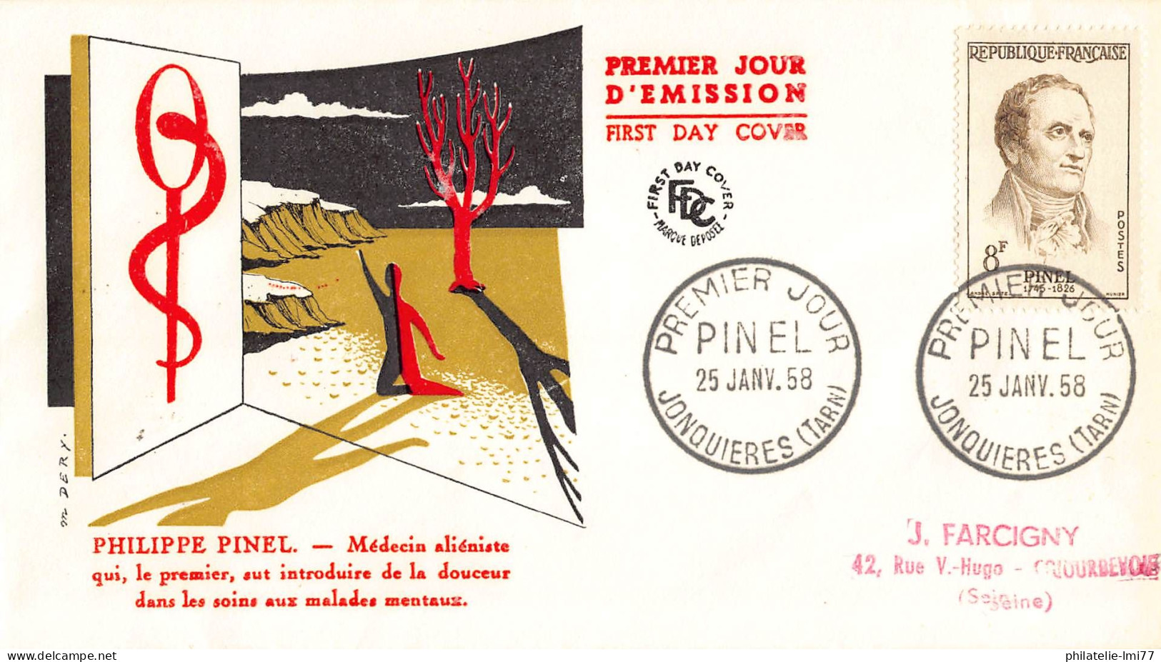 FDC - Philippe Pinel, Médecin - Jonquières 25/1/1958 - 1950-1959