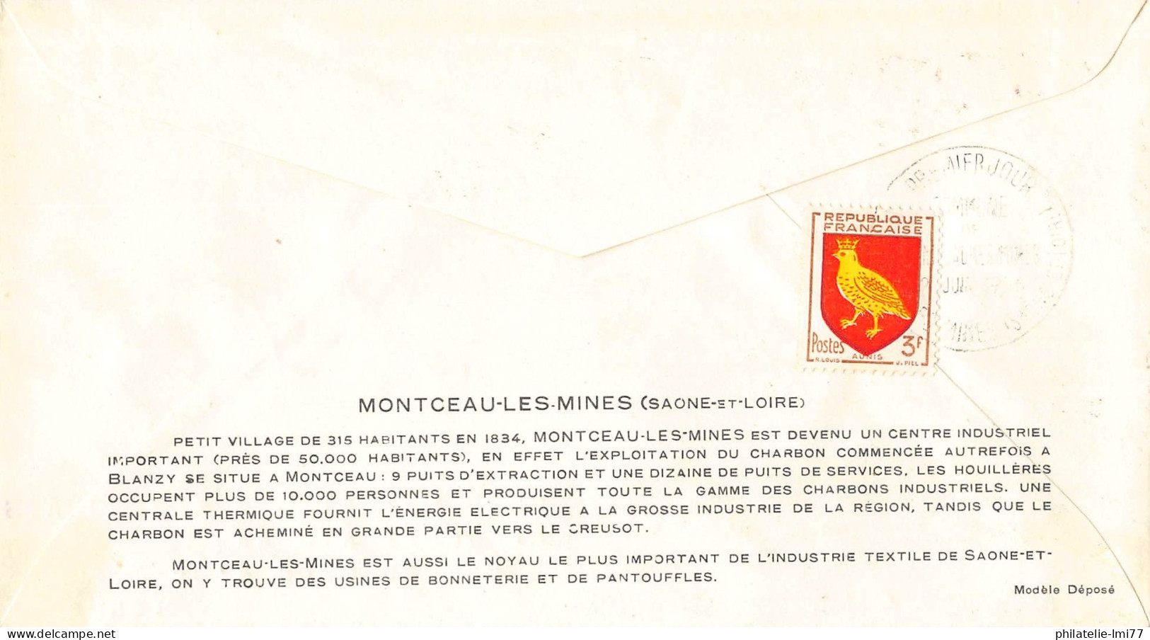 FDC N° 154 - Commune De Montceau Les Mines - 2/6/1956 - 1950-1959