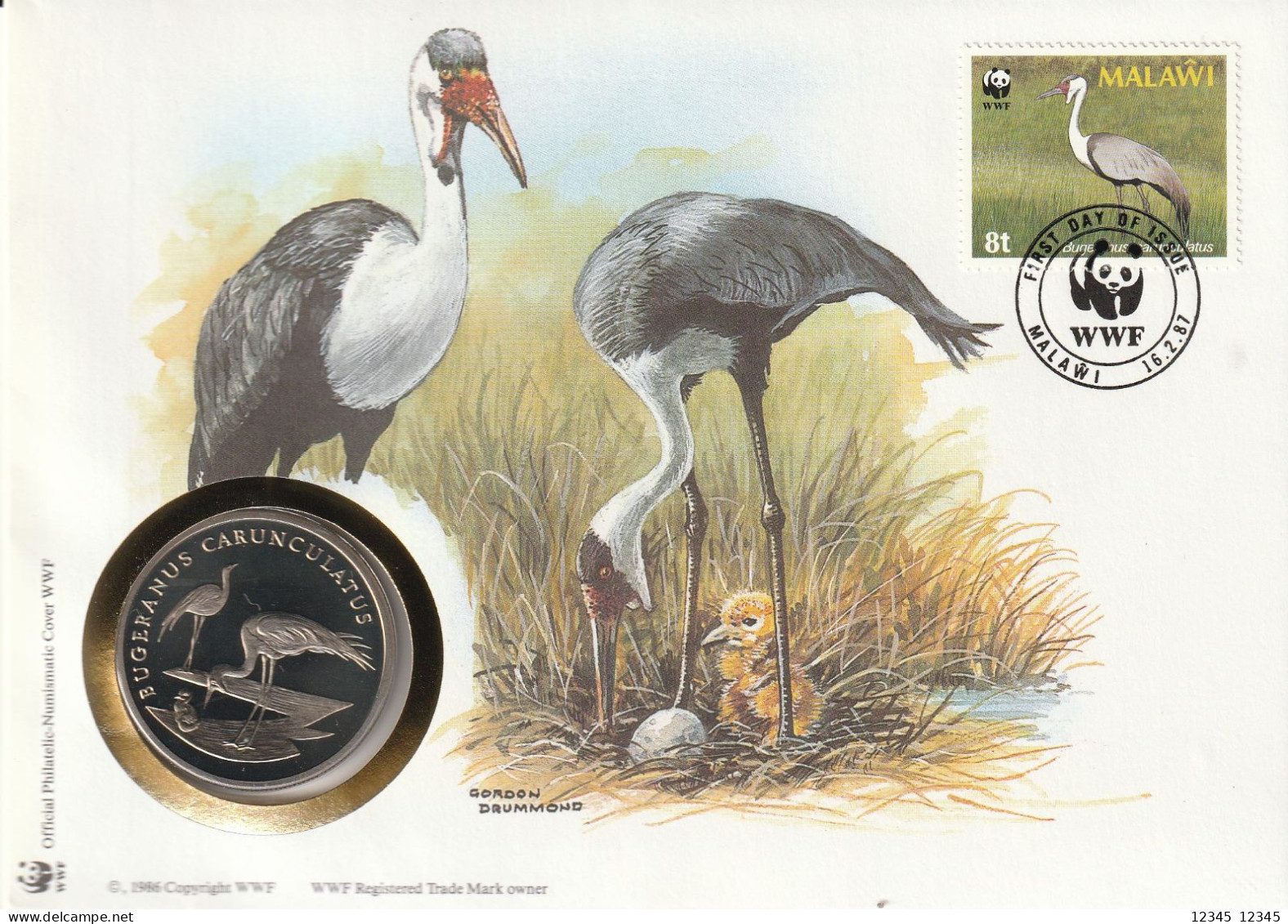 Malawi 1987, Numis Letter, WWF, The Clunky Crane, Birds - Malawi (1964-...)