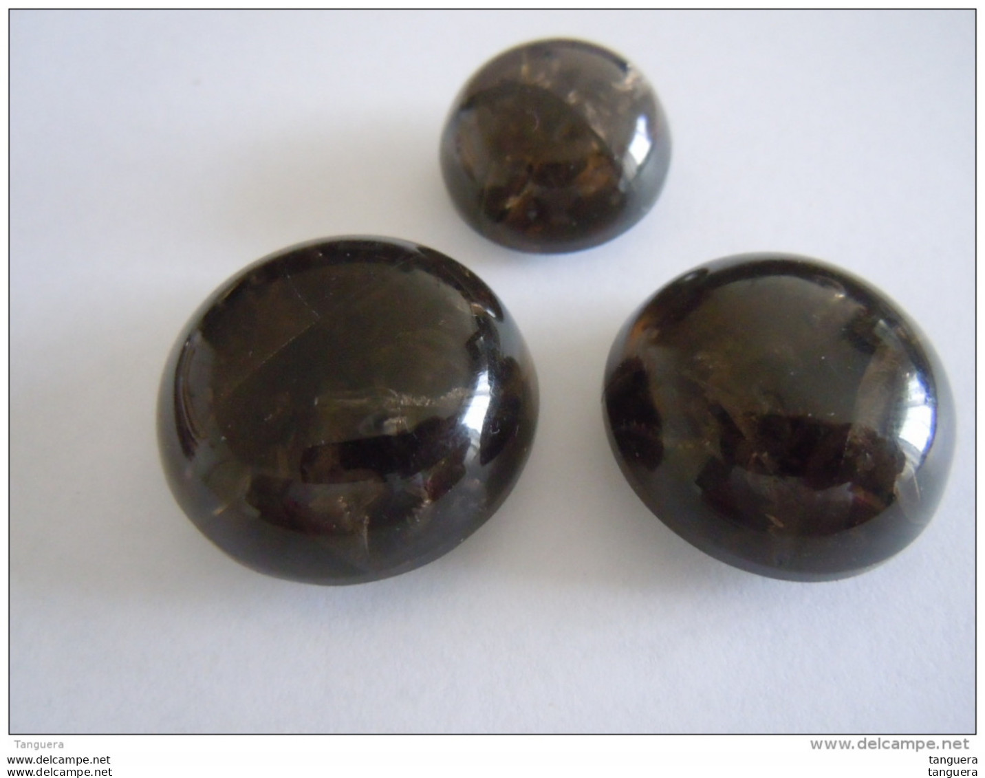 3 Vintage  Knopen Zwart-grijs Transparant Plastic 3 Boutons Noir-gris 2,80 + 2.50 + 2 Cm - Knöpfe